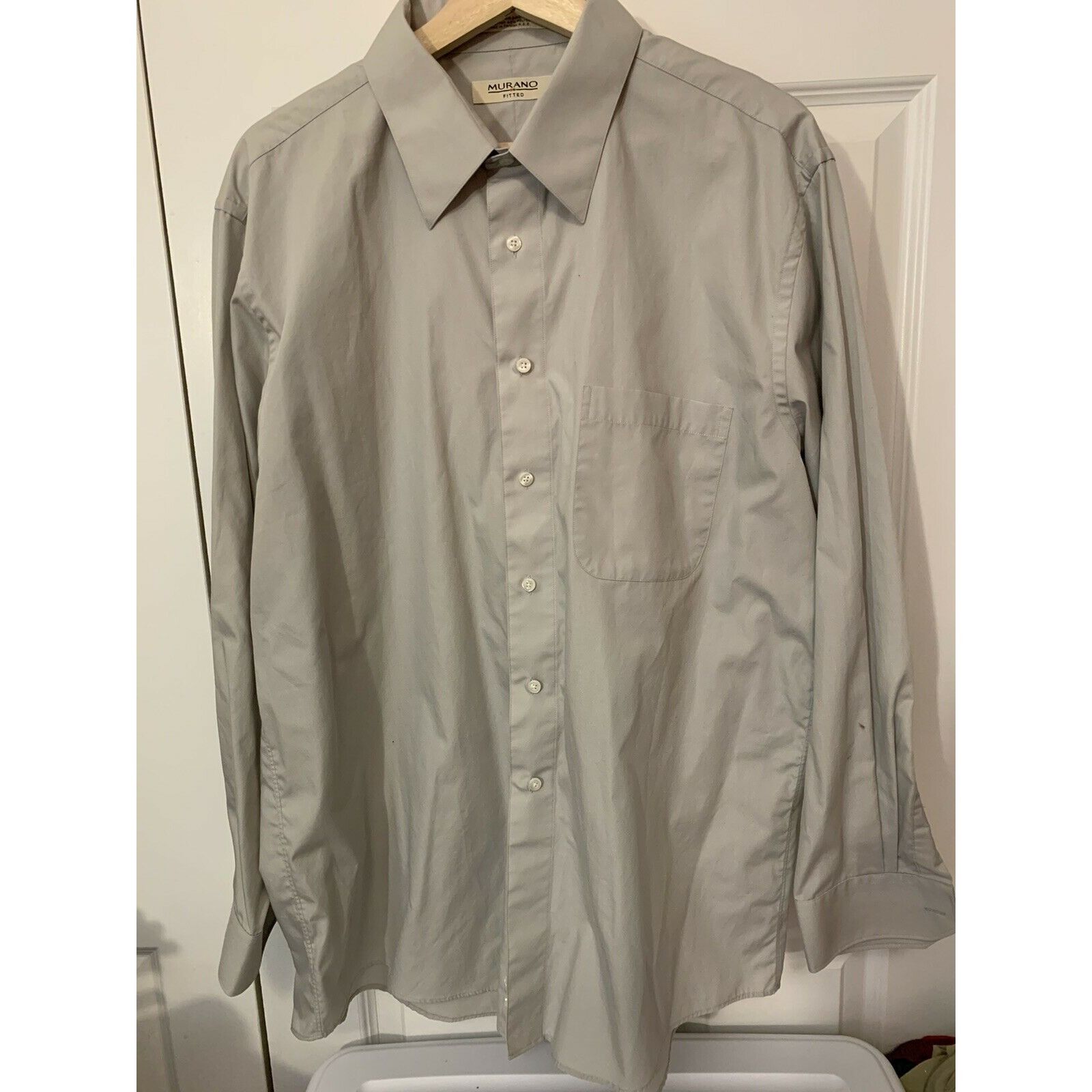 Murano Murano Fitted Men's Long Sleeve Shirt Button Front Gray Sz Size US XL / EU 56 / 4 - 3 Thumbnail