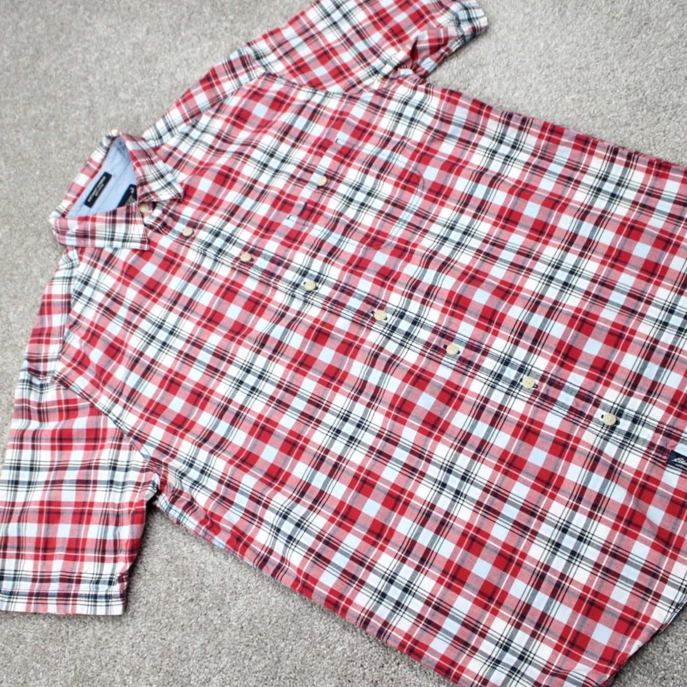 Eddie Bauer Eddie Bauer Travex Button-Up Shirt Mens Large-Tall Red/Blue/White Cotton S/S Plaid Casual Vintage No Size US L / EU 52-54 / 3 - 6 Thumbnail