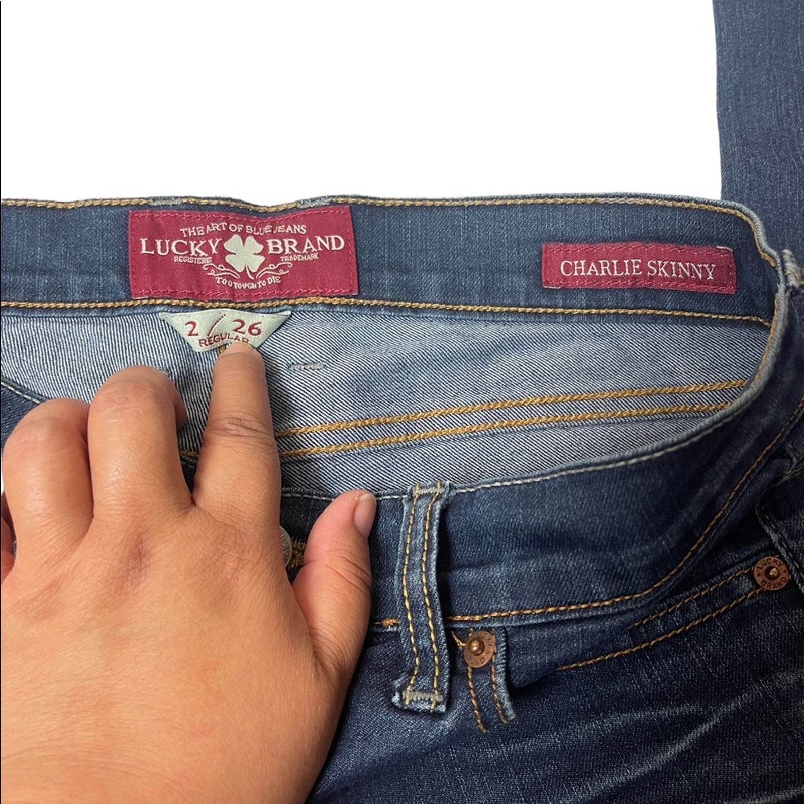 Lucky Brand Lucky Brand Charlie Skinny Distressed Medium Wash Denim Jean Size 26" / US 2 / IT 38 - 5 Thumbnail