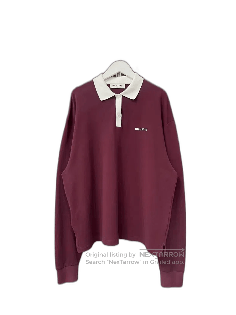 Miu Miu Miumiu Burgundy Long Sleeve Polo Shirt. Size US XS / EU 42 / 0 - 1 Thumbnail