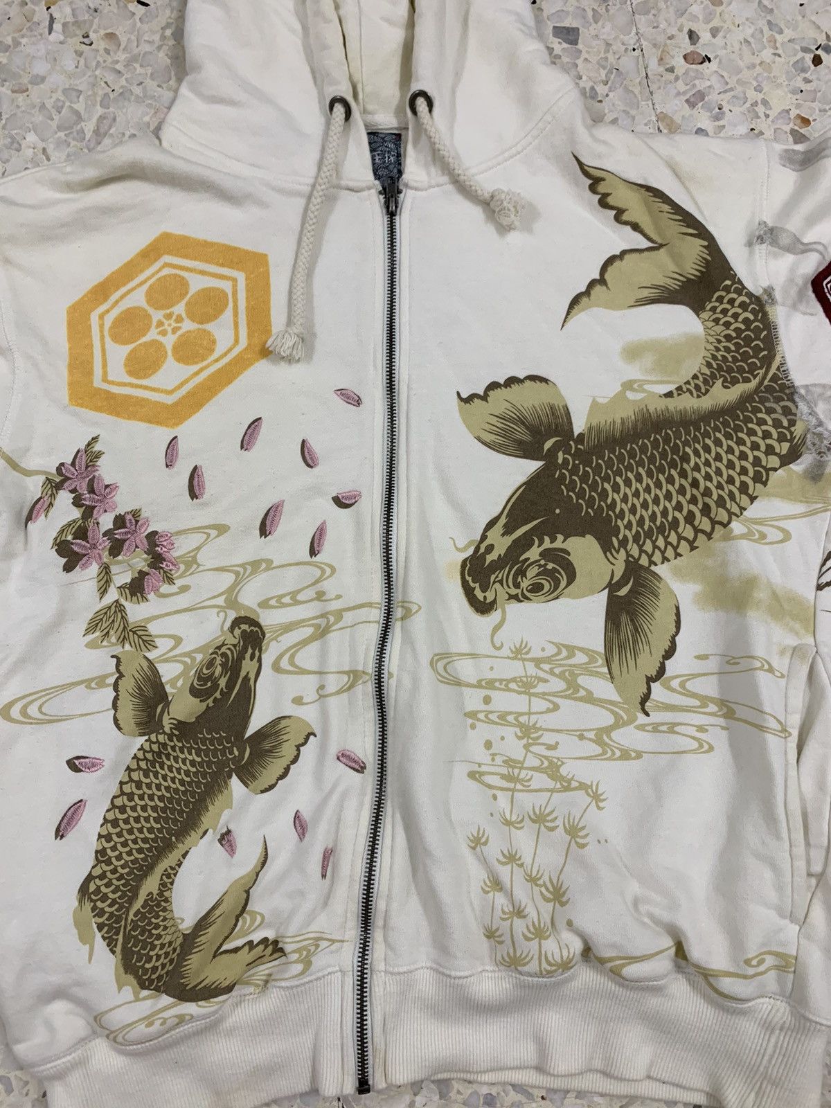 Vintage VINTAGE SUKAJAN KOI FISH & PEACOCK EMBROIDERY HOODIE Size US XL / EU 56 / 4 - 5 Thumbnail