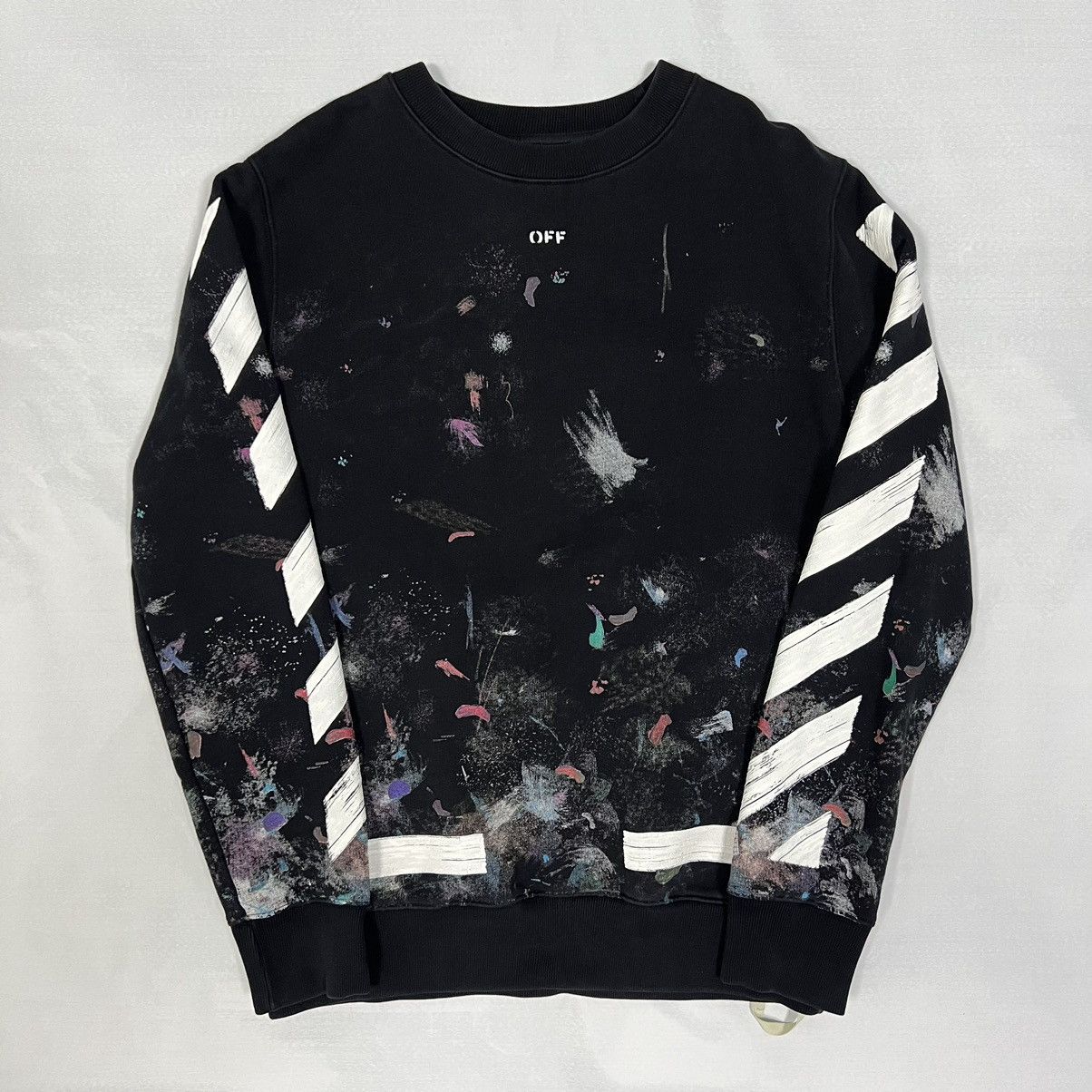 image of Off White Off-White Aw17 Diag Galaxy Brushed Crewneck Sweatshirt in Black, Men's (Size Small)