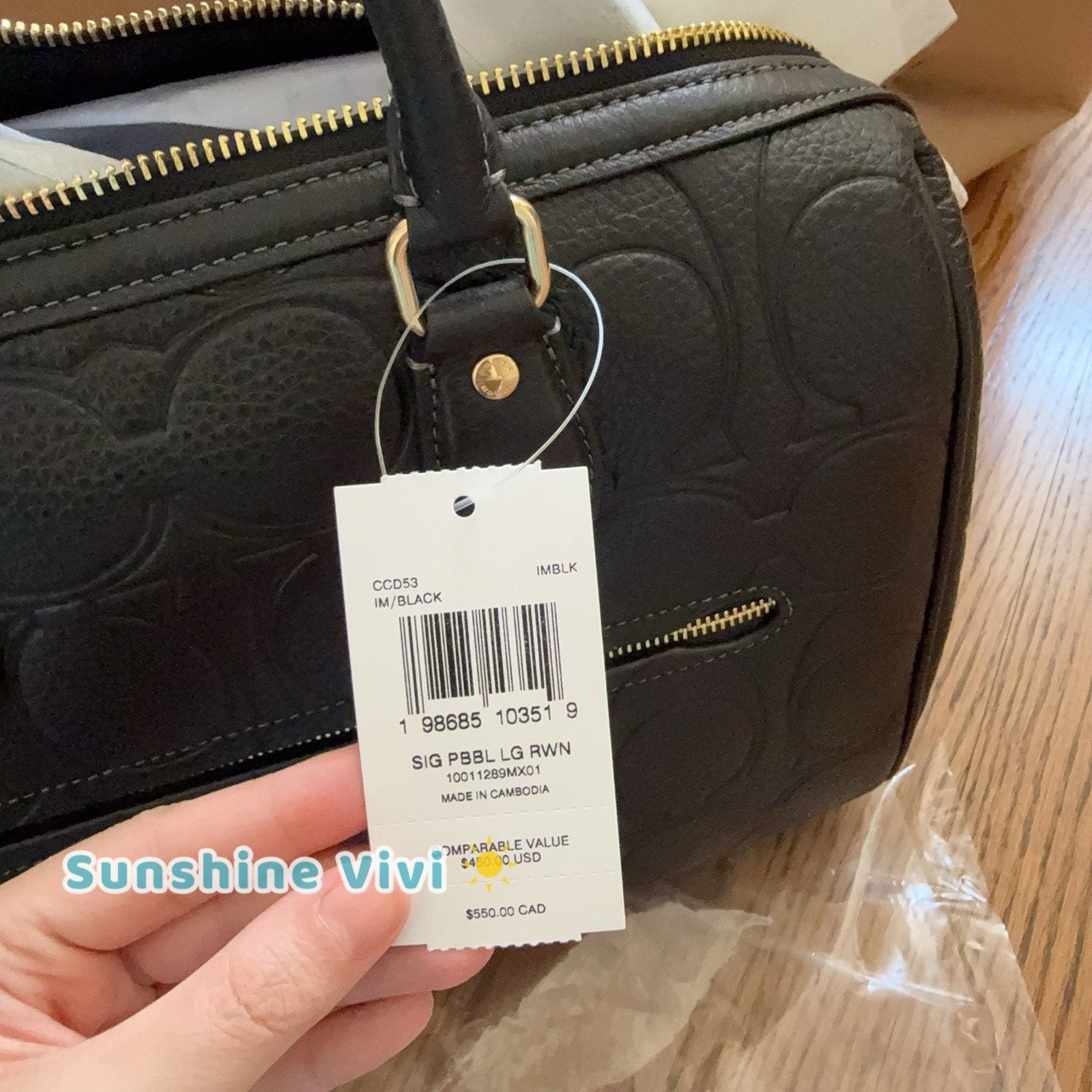 Coach NWT Coach CCD53 Rowan Large Satchel Bag Leather Gold/Black Size ONE SIZE - 4 Thumbnail