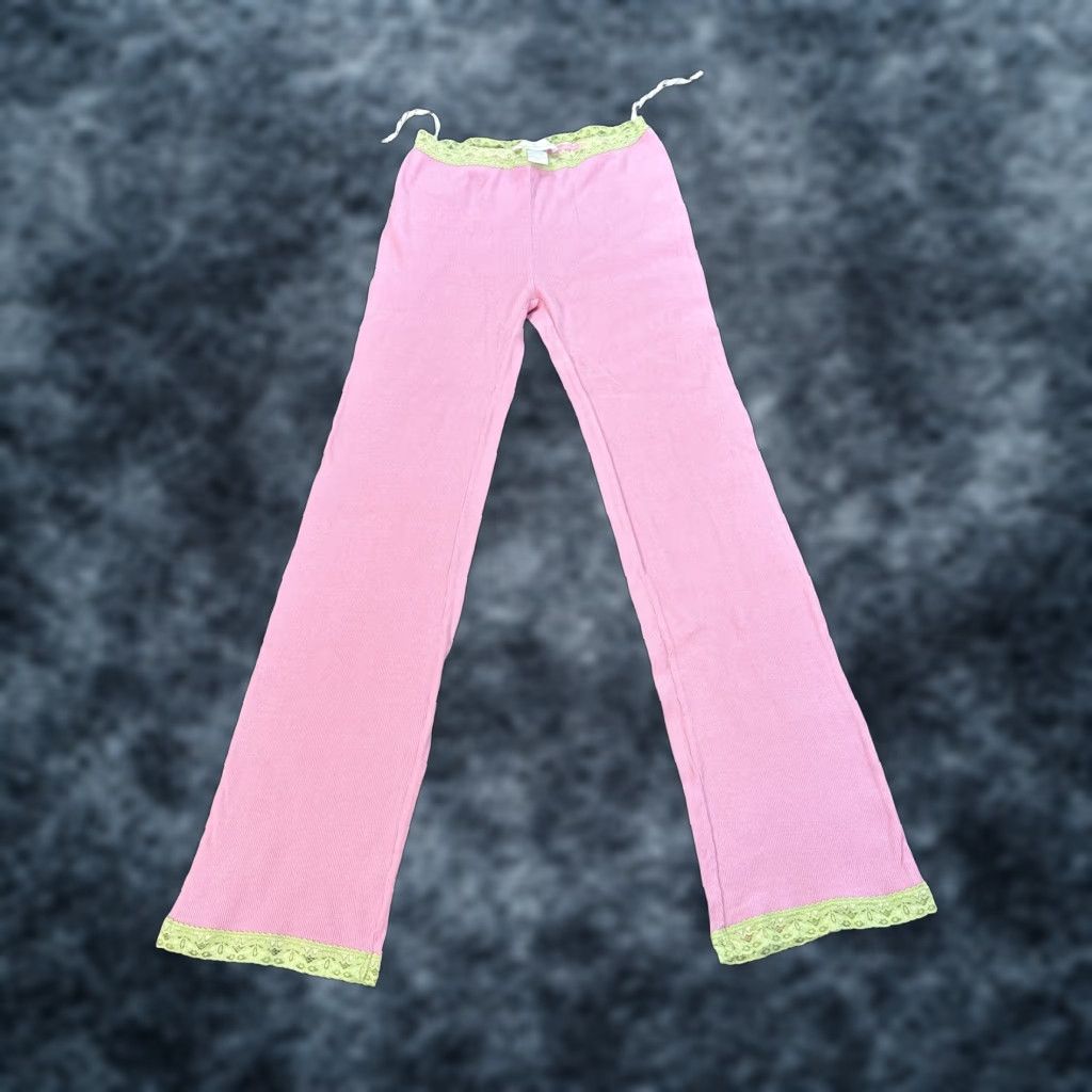 Soft Surroundings VINTAGE Soft Surroundings Pants Womens 90s Flared Low Rise Sweatpants Pink 26 L 28in 90s Thermal Lace Trim Flex? Size 36" / US 14 / IT 50 - 1 Thumbnail