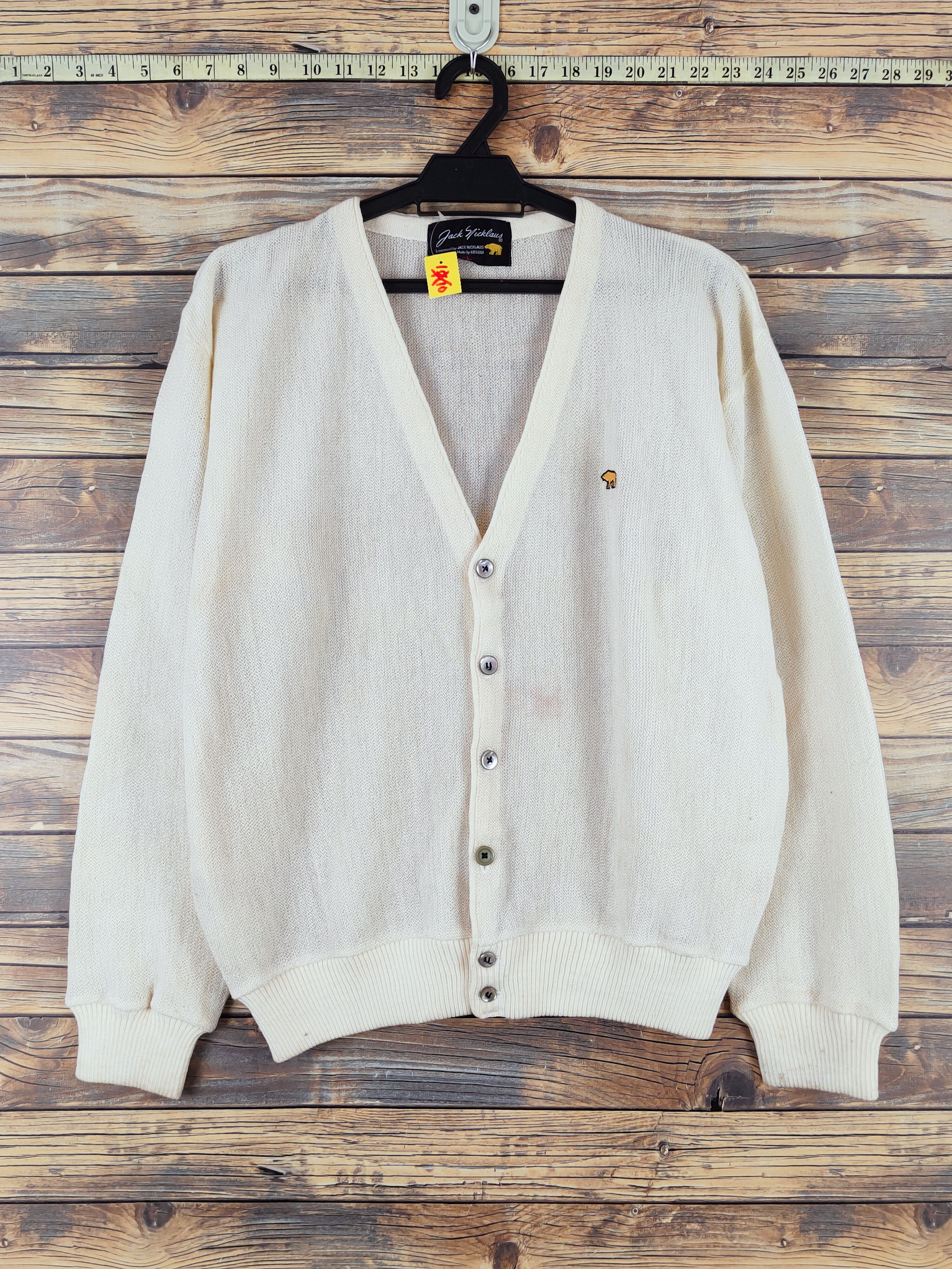 Japanese Brand DL Jack Nicklaus Ivory Knitwear Cardigan #W992 Size US L / EU 52-54 / 3 - 1 Thumbnail