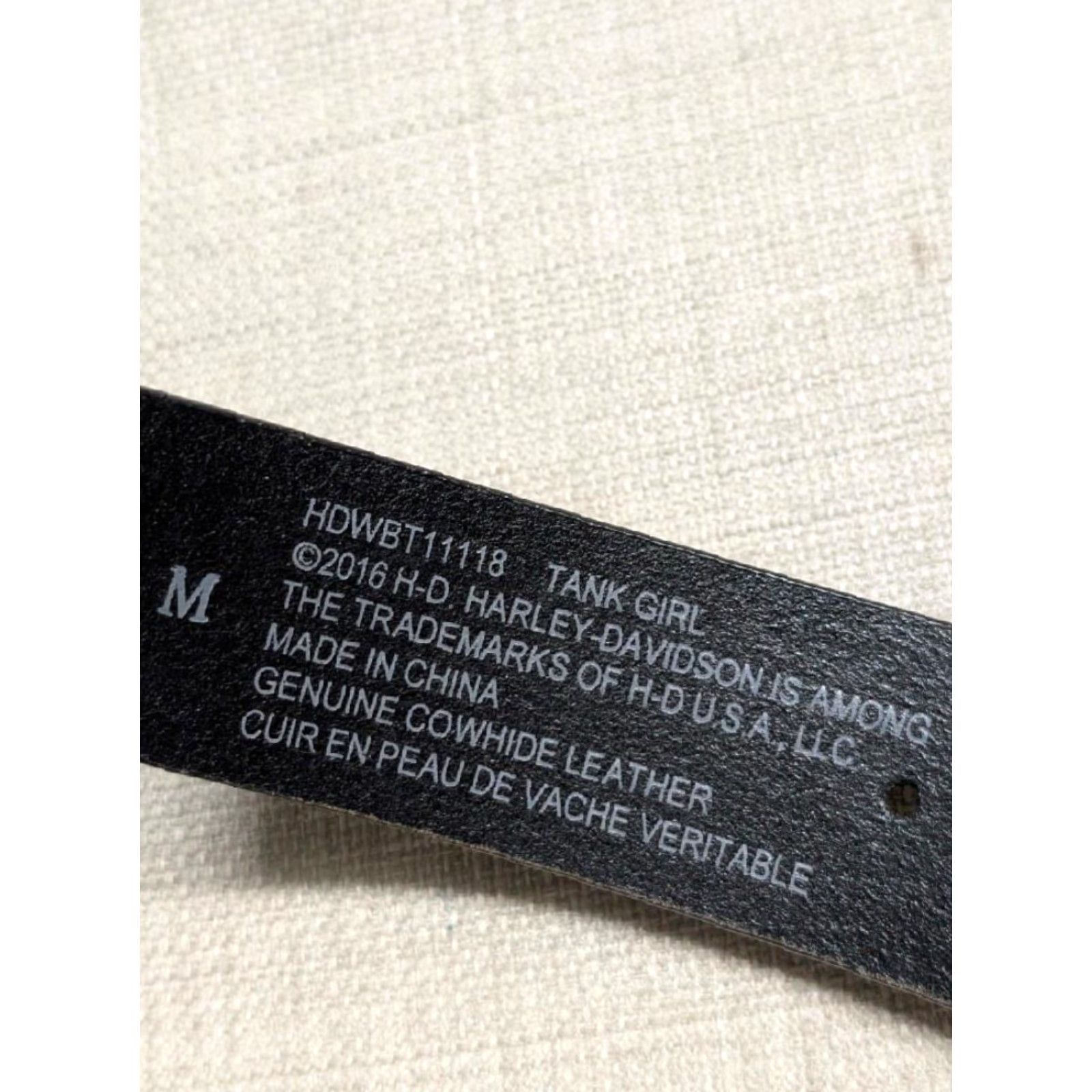Harley Davidson VINTAGE Harley-Davidson leather belt 34 black gold TANK GIRL belt Unisex Adults Leather Belt Pattern Spellout 34 Men Women Size 34 - 5 Thumbnail