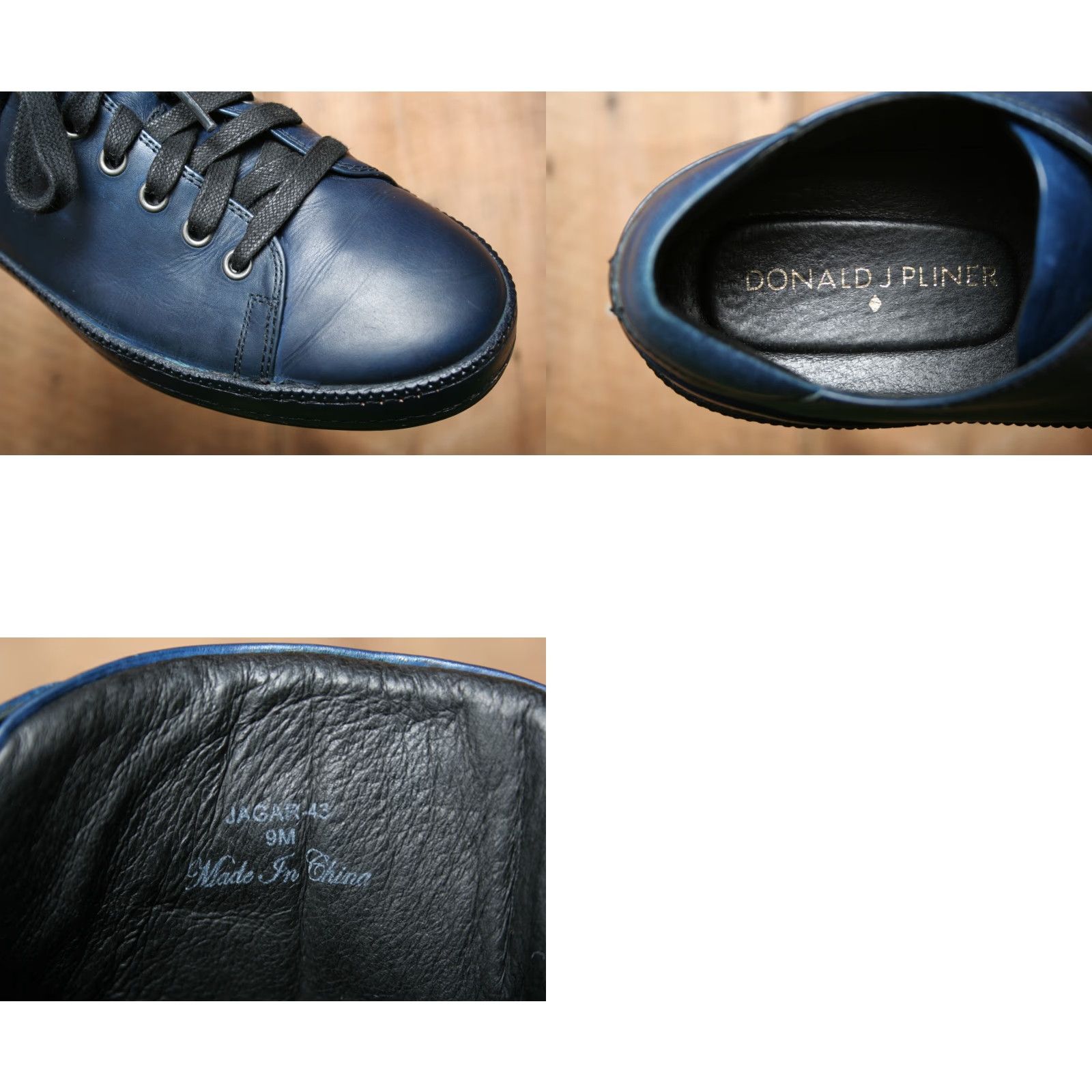 Donald Pliner DONALD J PLINER Jagar-43 Blue Leather Fashion Sneakers Men's Sz. 9M Shoes Sneaker Leather Blue Mens 9 Size US 9 / EU 42 - 8 Thumbnail