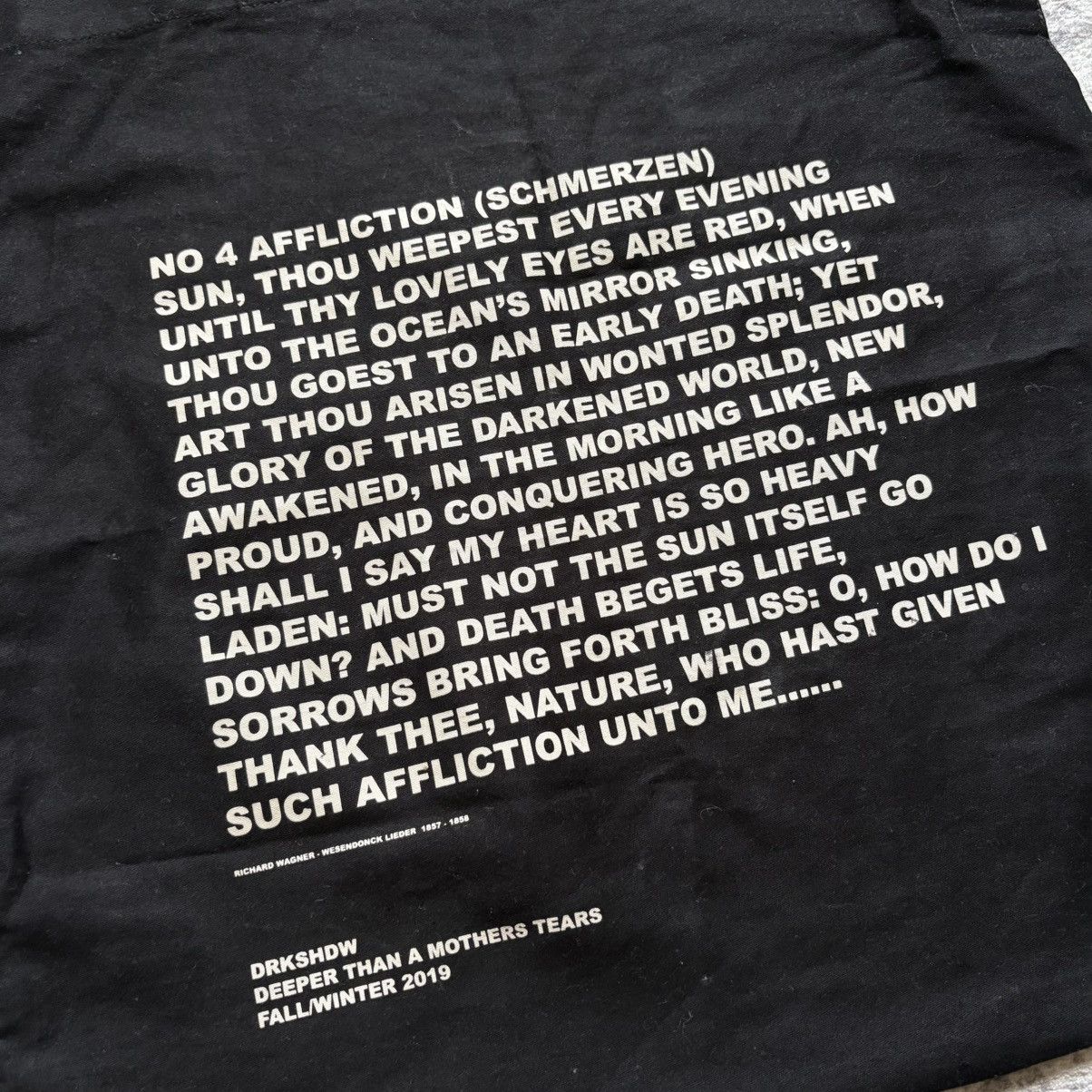 Rick Owens Drkshdw Rick Owens FW19 Deeper Than a Mothers Tears Tote Bag Black Size ONE SIZE - 2 Thumbnail