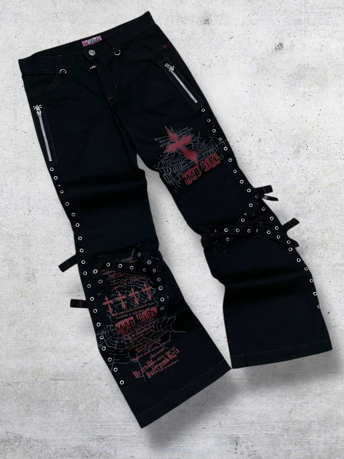 Hysteric Glamour PUNK MAD 1990S JAPAN DESIGNER BONDAGE CROSS PUNK OG PANT Size US 28 / EU 44 - 2 Thumbnail