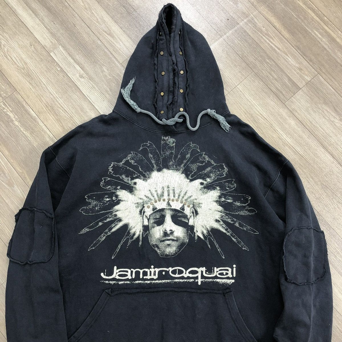 If Six Was Nine 2000s Jamiroquai Apache Distressed Studded Lgb Style Hoodie Size US M / EU 48-50 / 2 - 2 Thumbnail