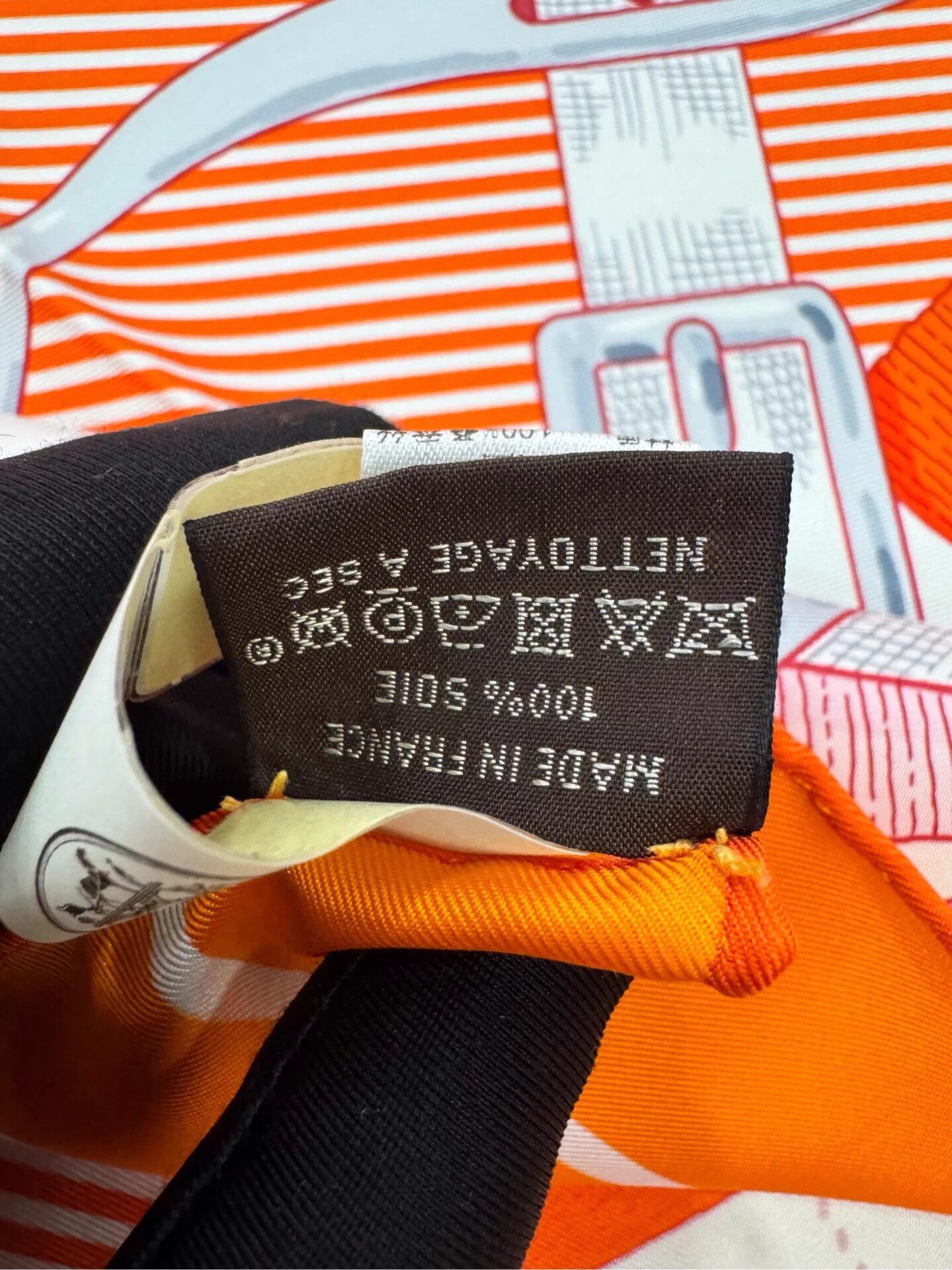 Hermes Hermes Horse Bit Lock Print Silk Scarf Orange 90cm Size ONE SIZE - 6 Thumbnail