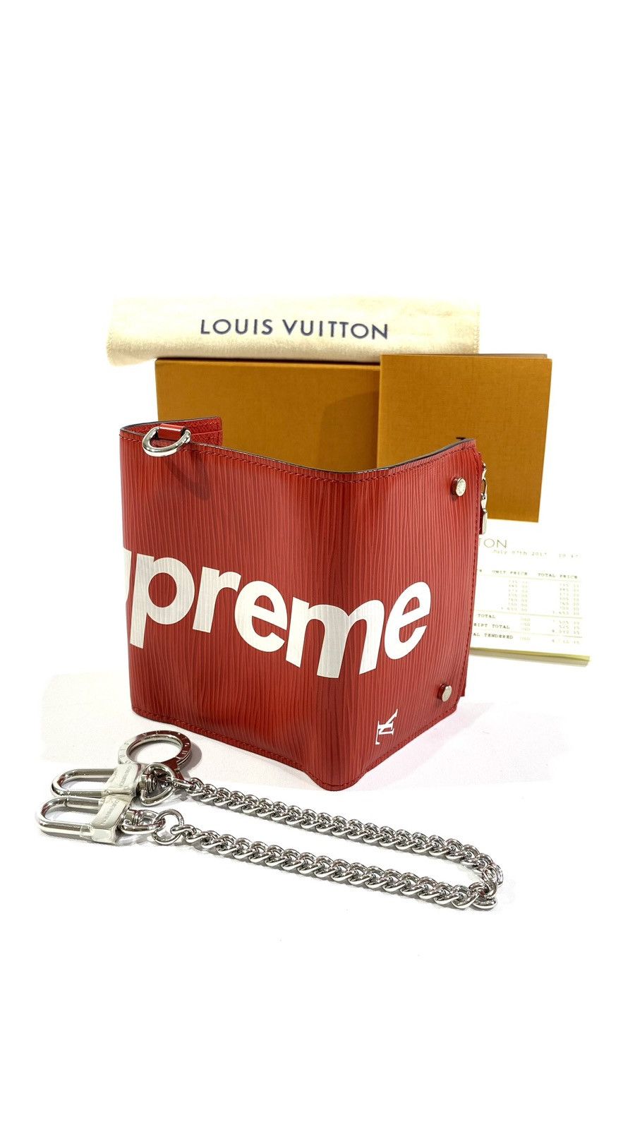Louis Vuitton × Supreme Louis Vuitton X SUPREME Chain Wallet Red EPI Leather Size ONE SIZE - 5 Thumbnail