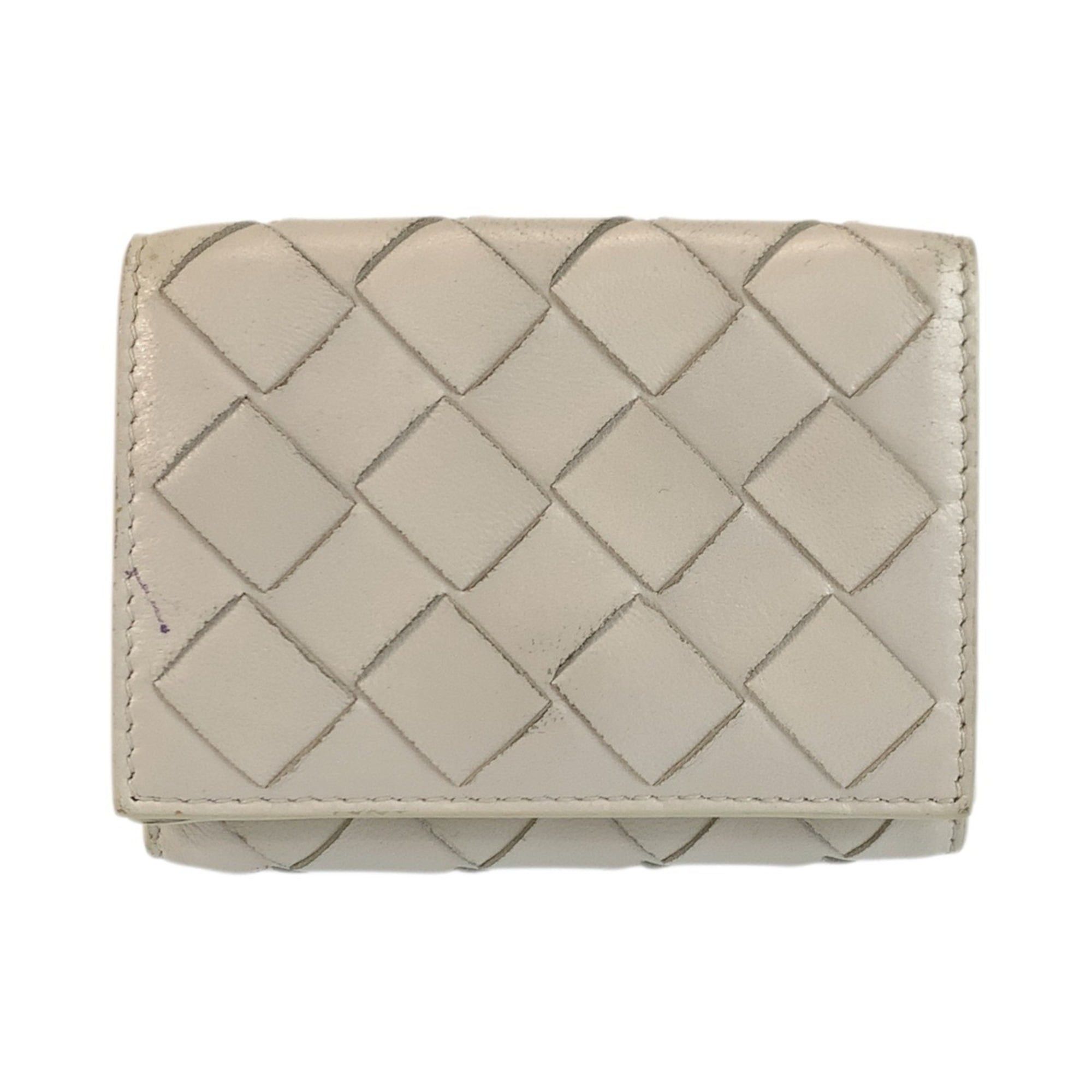 Bottega Veneta Bottega Veneta Intrecciato White Leather Folding Wallet with Silver Hardware S022234 Compact for Women Size ONE SIZE - 1 Thumbnail
