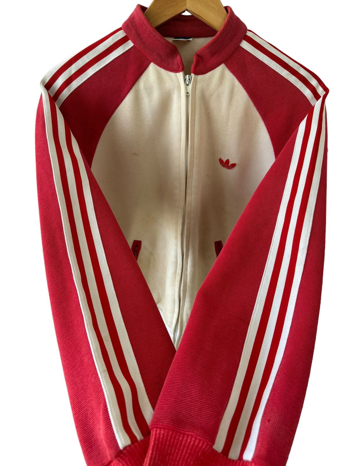 Adidas Vintage 80s adidas Red/White Tracktop Size US L / EU 52-54 / 3 - 16 Thumbnail