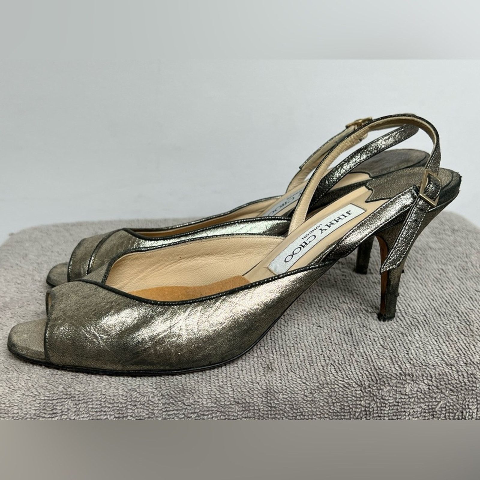 Jimmy Choo Jimmy Choo Peep-Toe Slingback Sandals US 9.5 Made in Italy Size US 9.5 / IT 39.5 - 3 Thumbnail