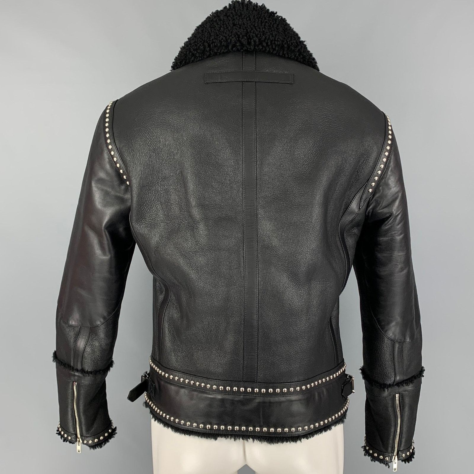 Givenchy Size 38 Black Silver Studded Leather Blouson Jacket Size US M / EU 48-50 / 2 - 4 Thumbnail