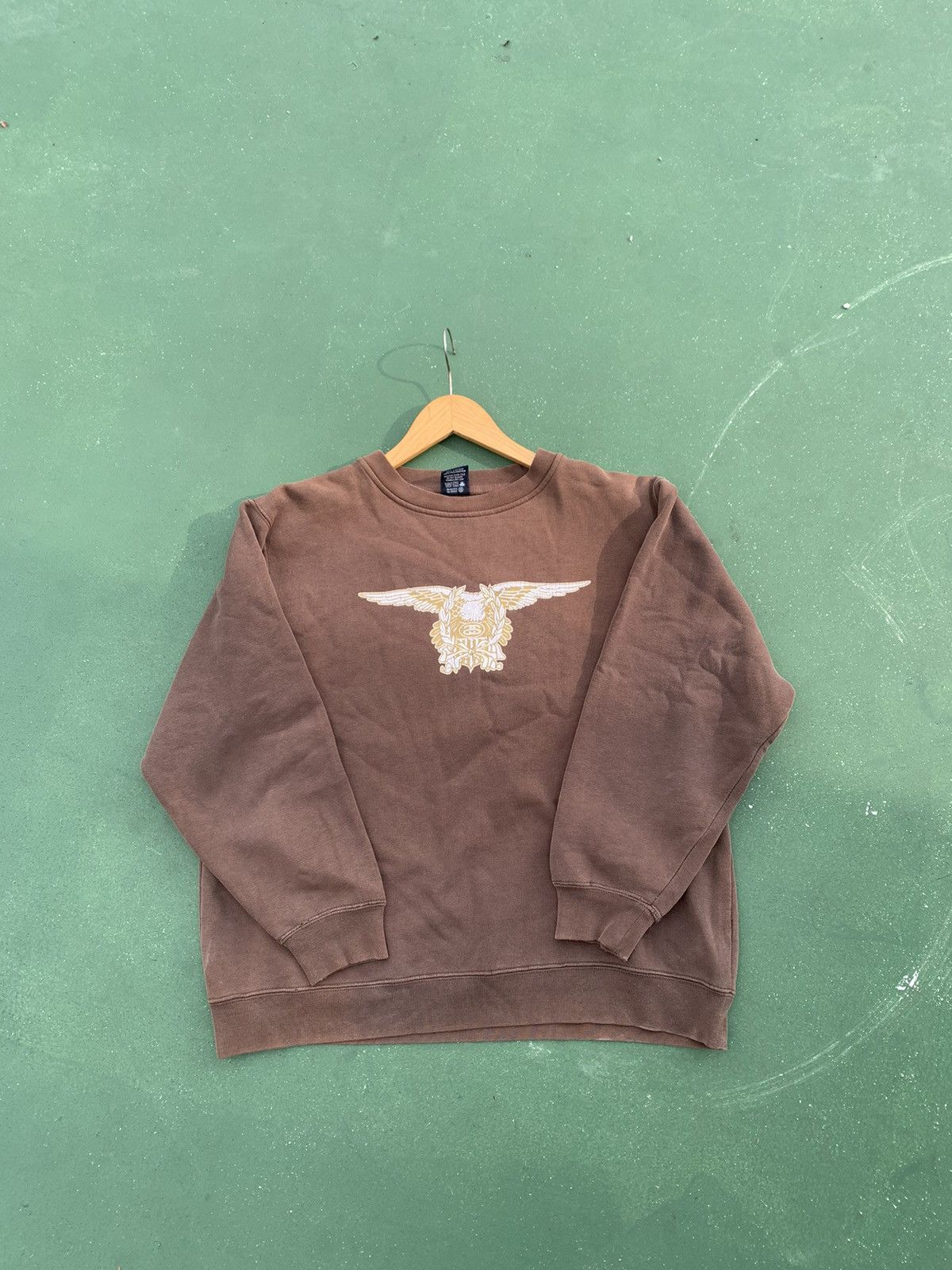 image of Harley Davidson x Stussy Crewneck Stussy Riff Off Harley in Brown, Men's (Size Medium)