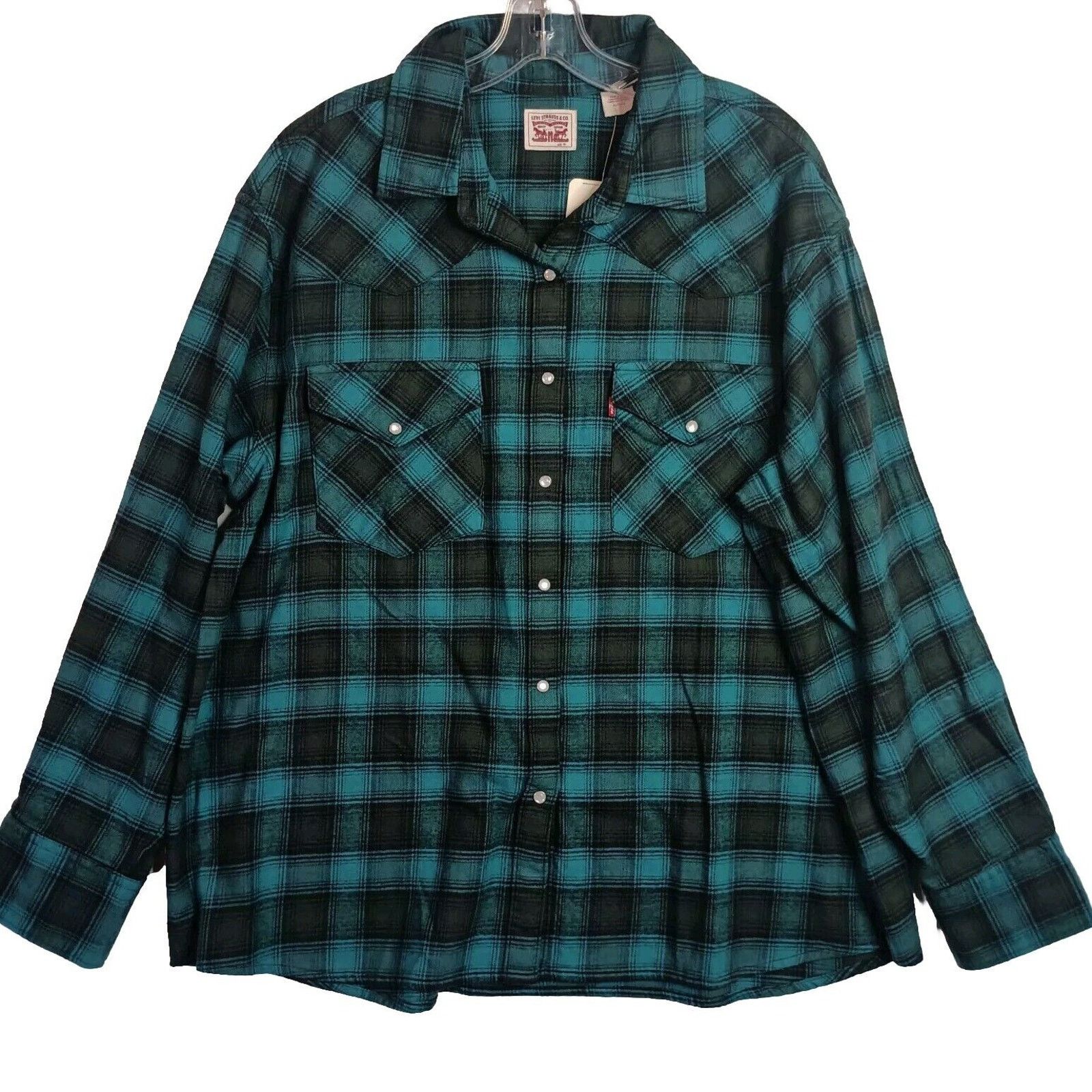 Levi's Levi's Western Shirt Women's XL Green Plaid Pearl Snap Flan Size XL / US 12-14 / IT 48-50 - 1 Thumbnail
