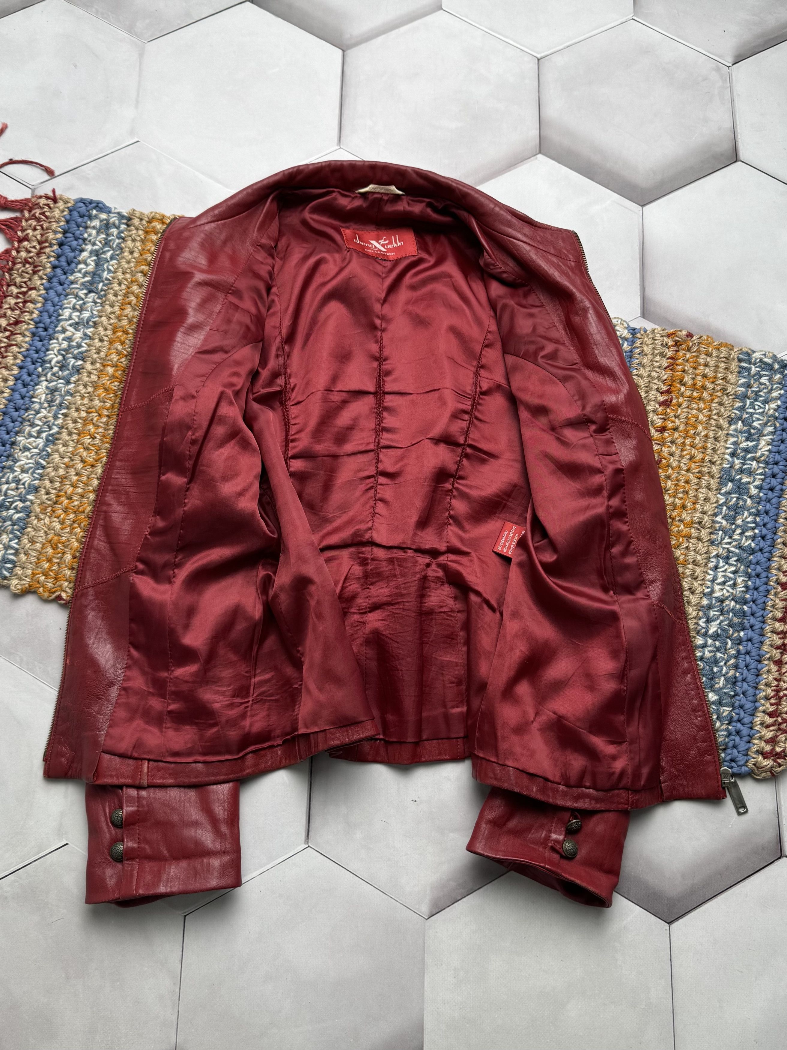 Vintage Vintage Red Leather Jacket Zip Up Fitted Y2K Style (E4) Size S / US 4 / IT 40 - 9 Thumbnail