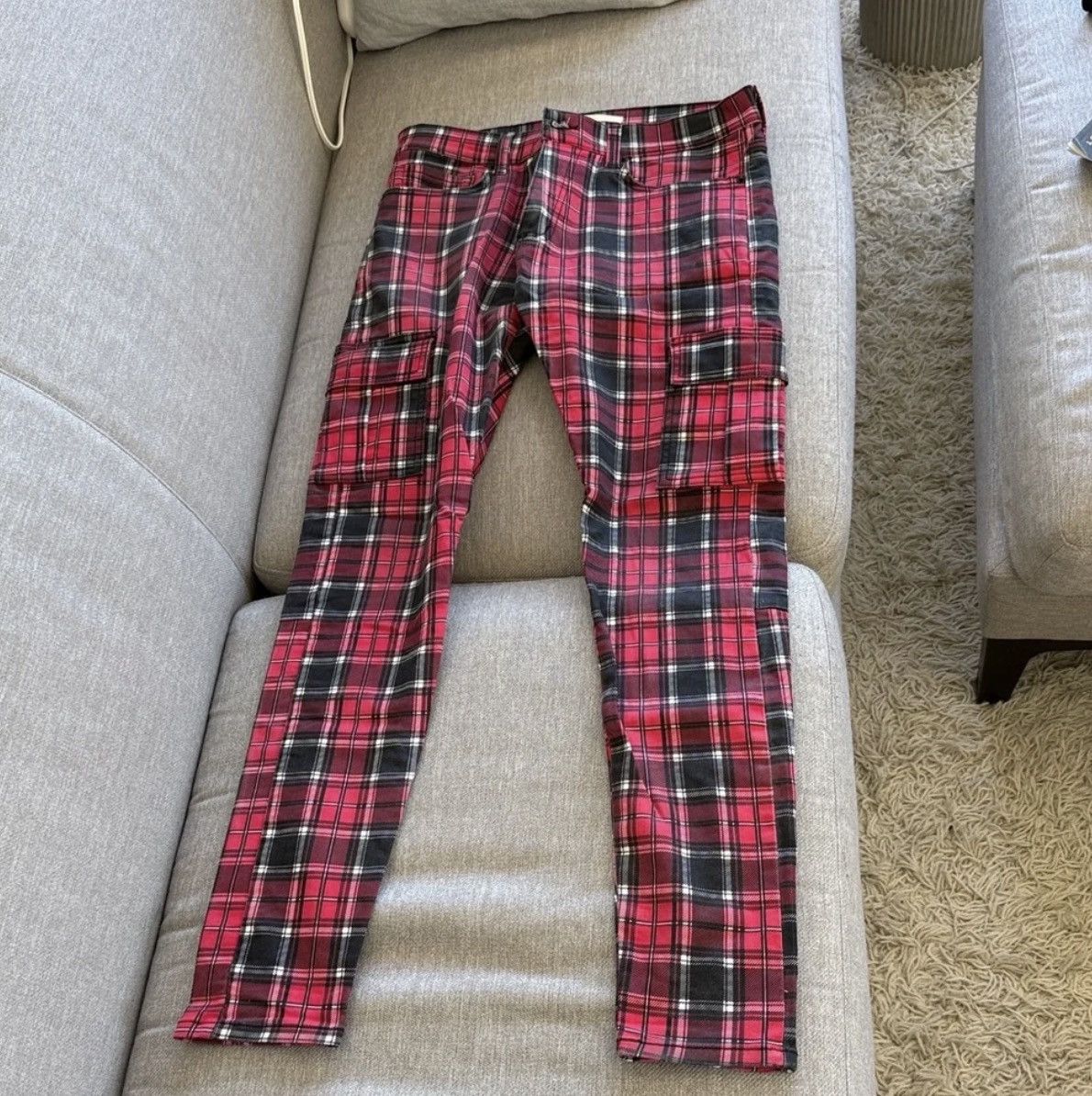 Golden Denim Red & Black Plaid Denim Pants Size US 32 / EU 48 - 1 Thumbnail