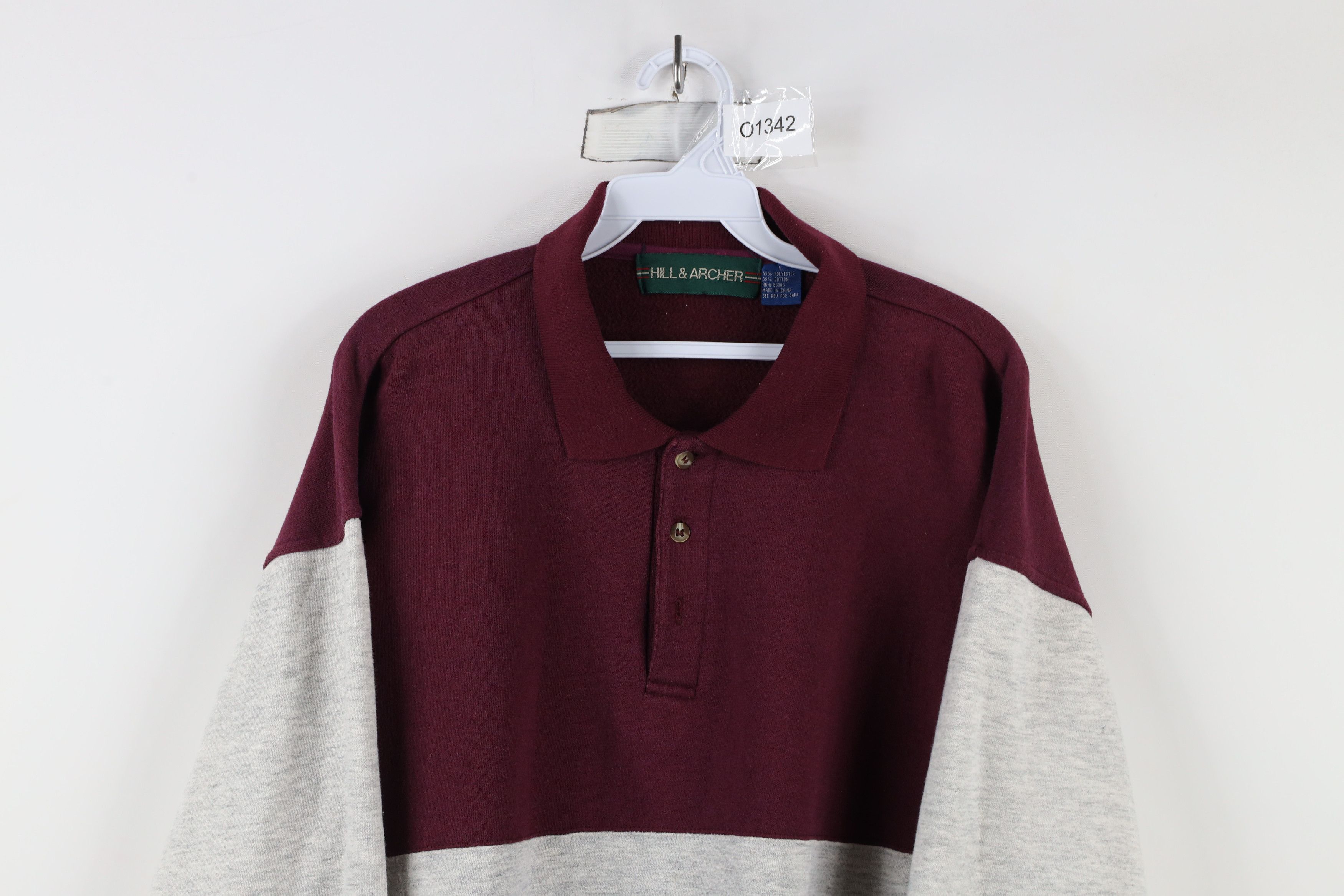 Vintage Vintage 90s Streetwear Block Collared Pullover Sweatshirt Size US L / EU 52-54 / 3 - 2 Thumbnail