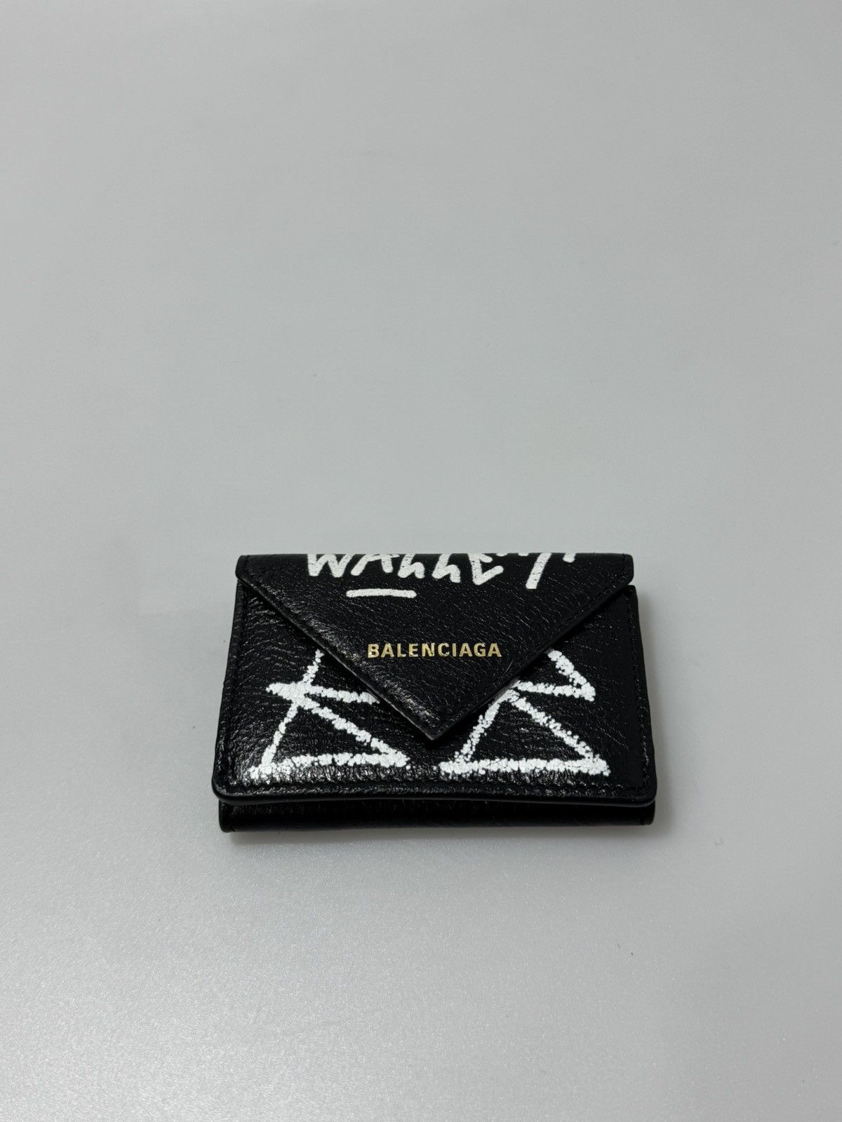 Balenciaga Balenciaga Graffiti Papier Flap Leather Mini Wallet Black Size ONE SIZE - 1 Thumbnail