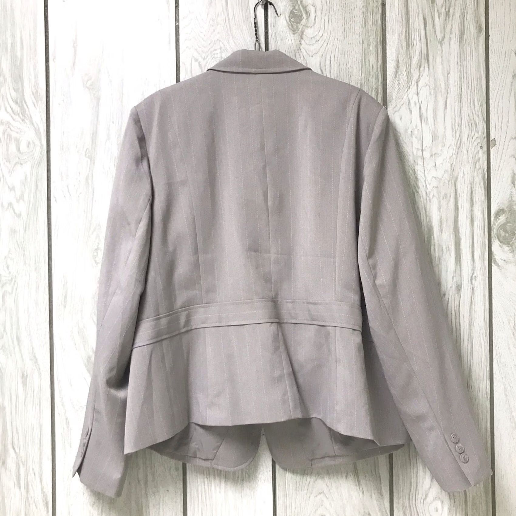 Vintage Lane Bryant Women Light Gray Striped Button-Up Career Blazer Jacket 26W 3X 3XL Plus Size Formal Workwear Jacket Mens Womens Girls Boys Size 4XL / US 24-26 - 2 Thumbnail
