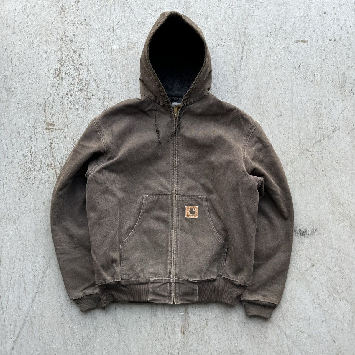 Carhartt × Vintage Vintage Carhartt Brown Faded Distressed Jacket Hoodie Size US XL / EU 56 / 4 - 1 Thumbnail