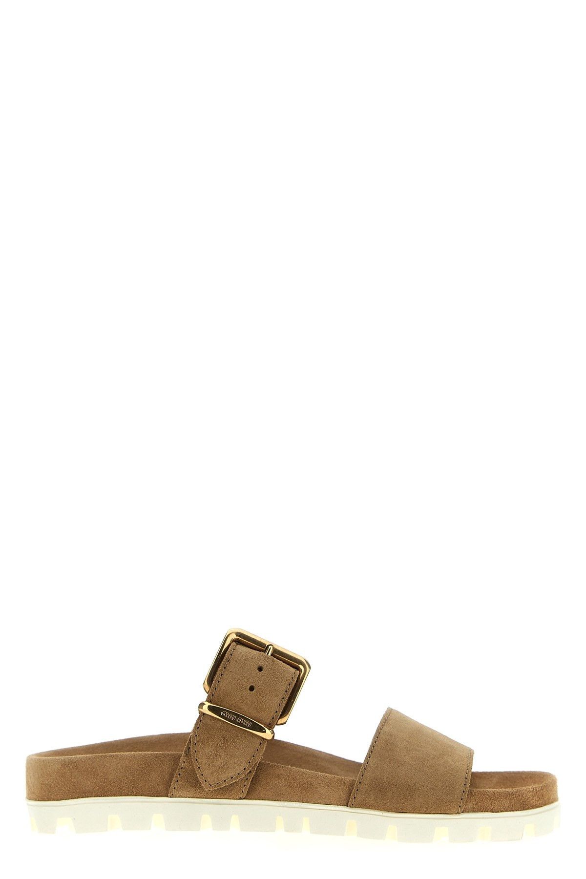image of Miu Miu Suede Sandals in Beige, Women's (Size 11)