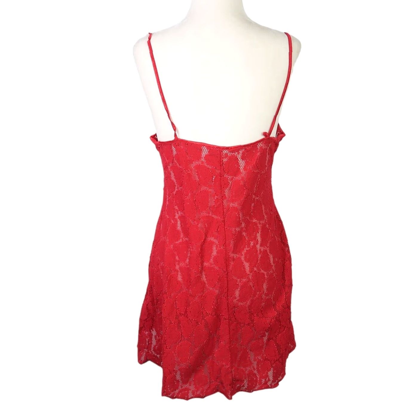 Vintage VINTAGE 90s Red Heart Lace Mini Lingerie Slip Dress M Women Size M / US 6-8 / IT 42-44 - 4 Thumbnail
