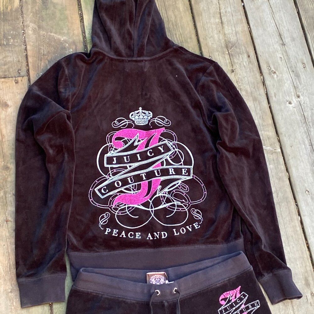 Juicy Couture Vintage Y2K Juicy Couture Velour Tracksuit Black Bedazzled Size M / US 6-8 / IT 42-44 - 3 Thumbnail