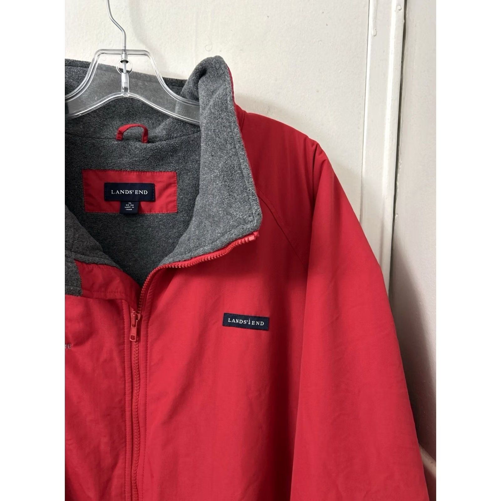 Lands' End Lands' End Squall Bomber Jacket Mens XL Red Fleece Lined Full Zip Pockets L/S Size US XL / EU 56 / 4 - 4 Thumbnail