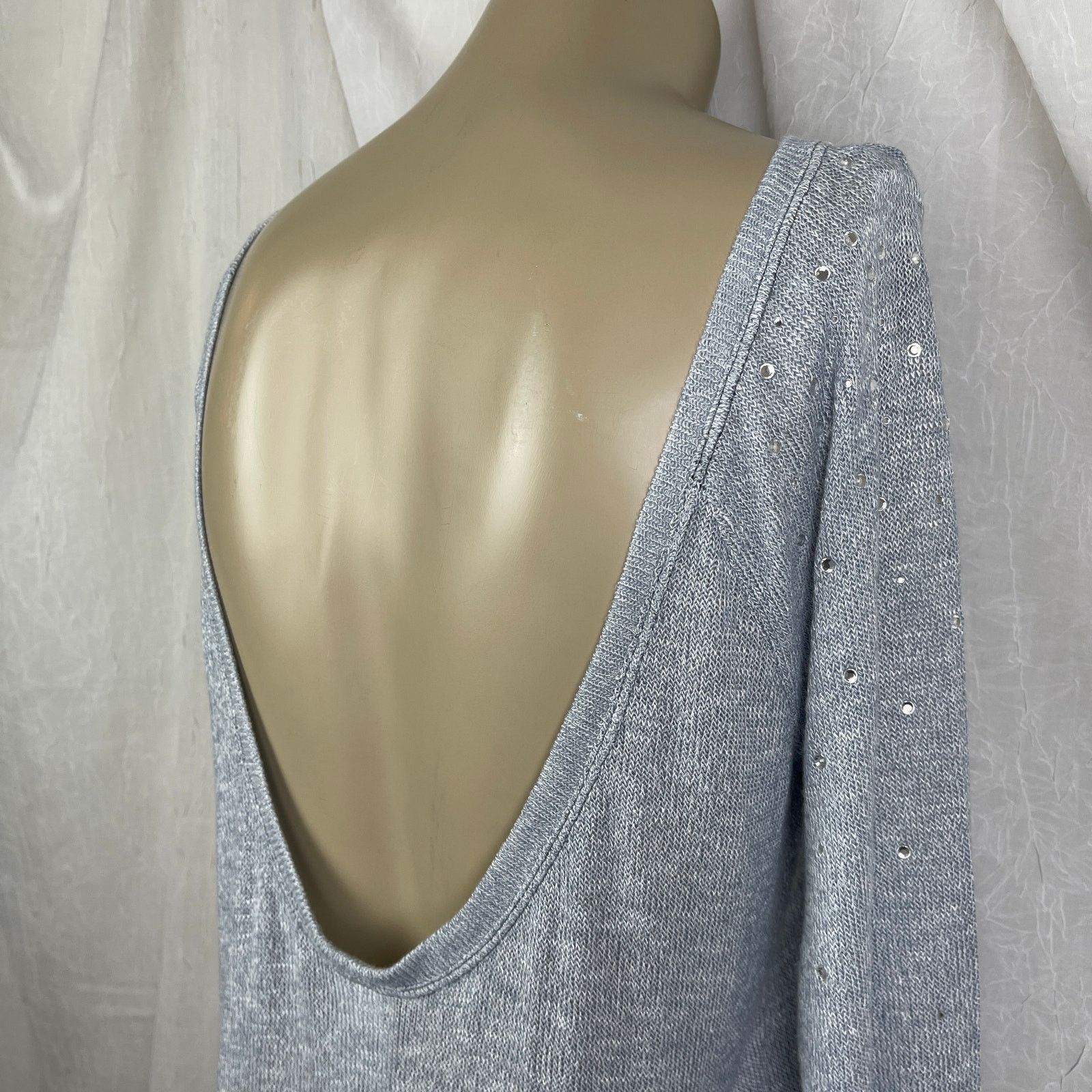 Pink Victoria’s Secret PINK Light Gray Scoop Back Slouchy Sweater Size XS / US 0-2 / IT 36-38 - 9 Thumbnail