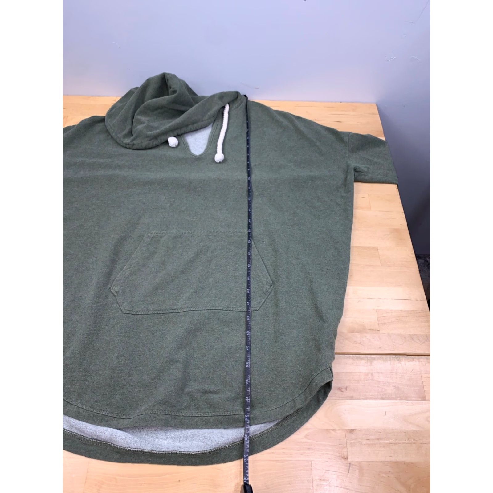 Vintage Marina Luna Pullover Hoodie Womens M Olive Green Short Sleeve Loose #9066 Size M / US 6-8 / IT 42-44 - 4 Thumbnail