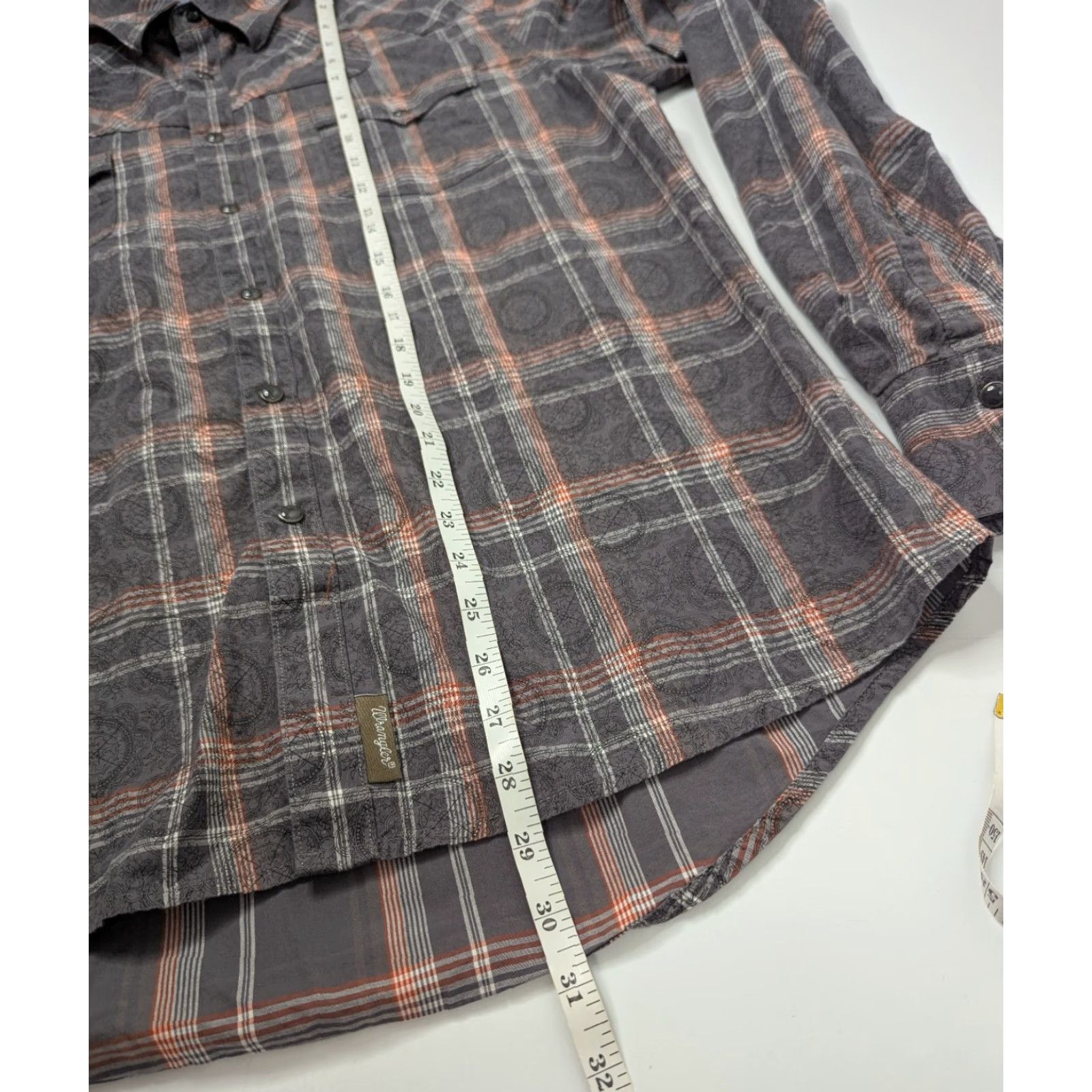 Wrangler Wrangler Retro Western Pearl Snap Long Sleeve Premium Shirt MVR185M Big & Tall Gray Cotton Button-Up Plaid Cowboy Western Mens Clothing Size US L / EU 52-54 / 3 - 6 Thumbnail