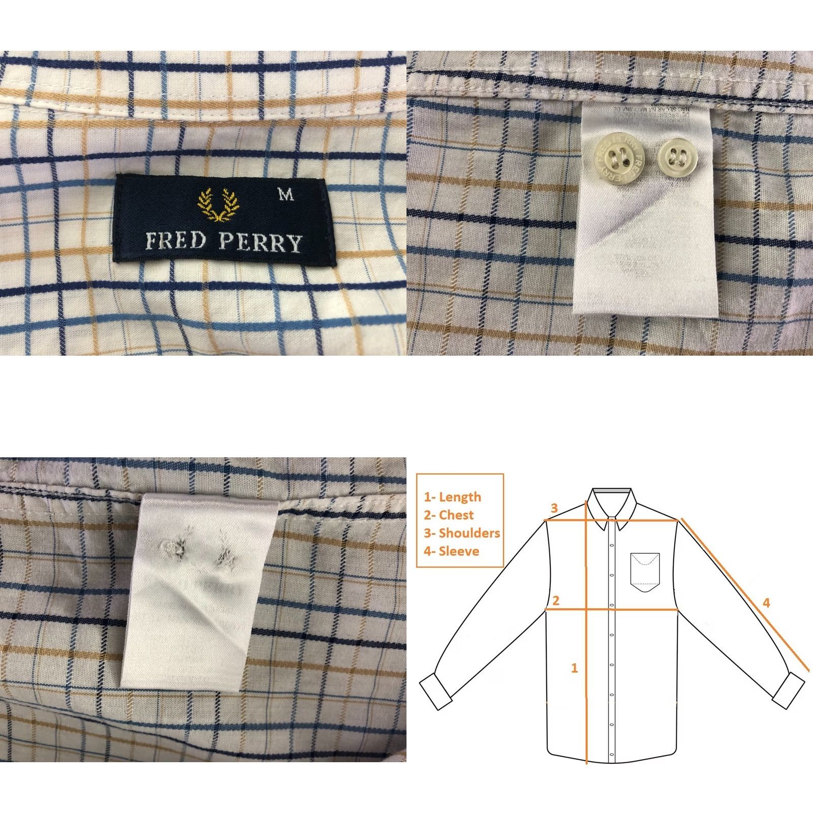 Fred Perry Fred Perry Men's Shirt Ivory Cotton Check Short Sleeve M Size US M / EU 48-50 / 2 - 9 Thumbnail