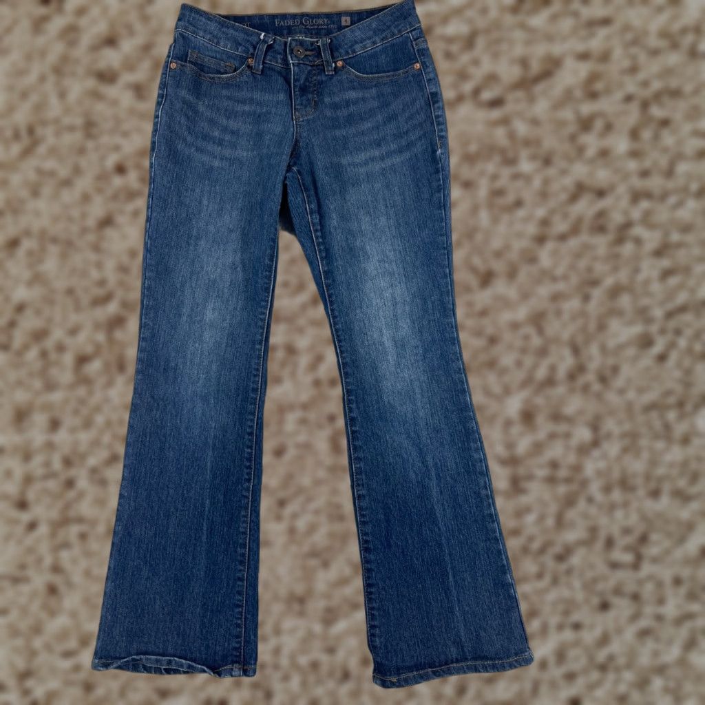 Faded Glory Faded Glory Jeans Women Bootcut Denim Blue 28x29 Cotton Stretch 4 Petite Low Rise 5-Pocket Size 27" / US 4 / IT 40 - 1 Thumbnail