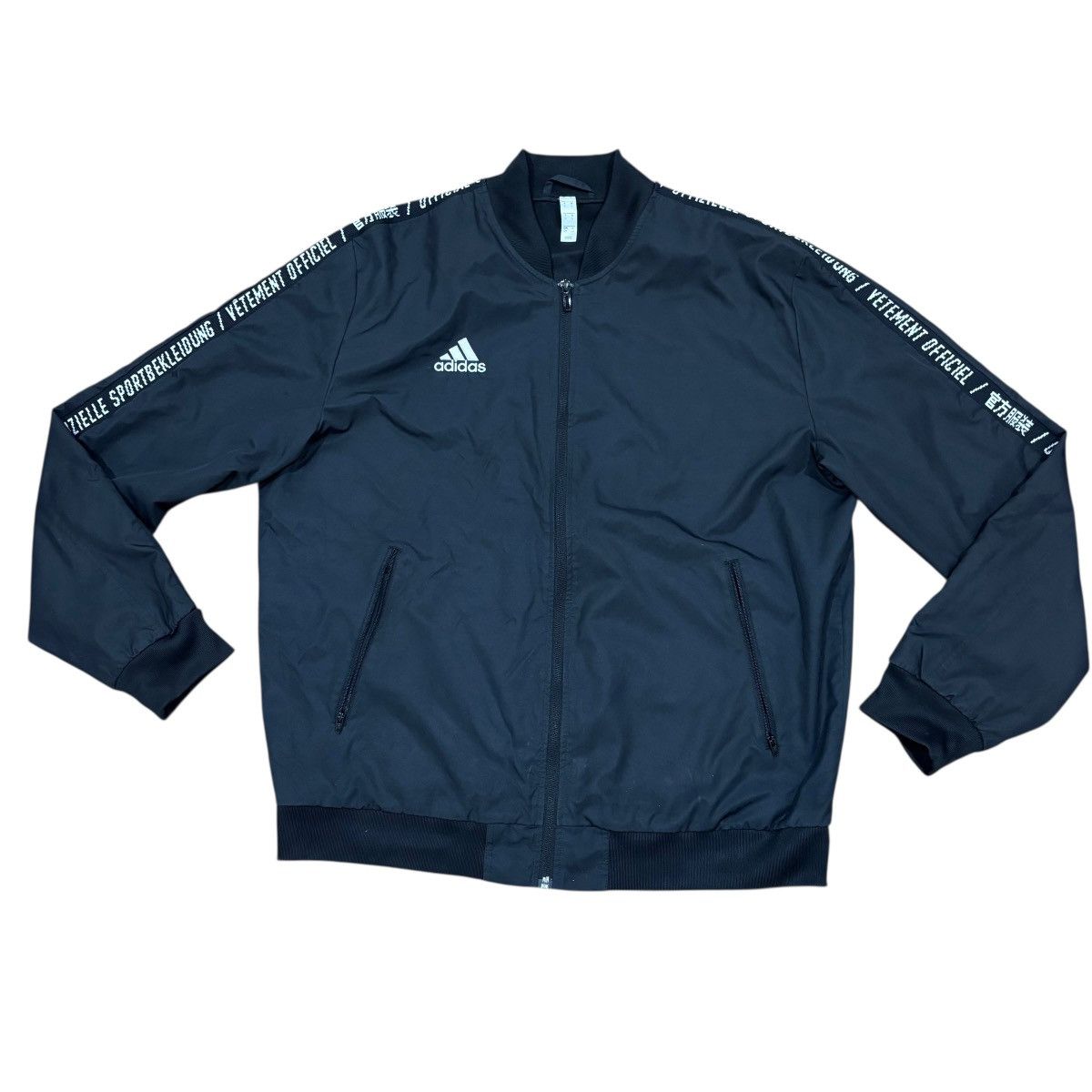 Adidas Rare Adidas Anthem Tape Bomber Windbreaker Jacket Black L Size US L / EU 52-54 / 3 - 1 Thumbnail