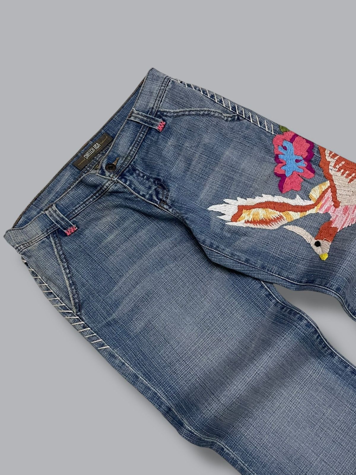 Japanese Brand Vintage 1990s Designer Swtich Usa Embroidered Art Denim Size US 29 - 7 Thumbnail