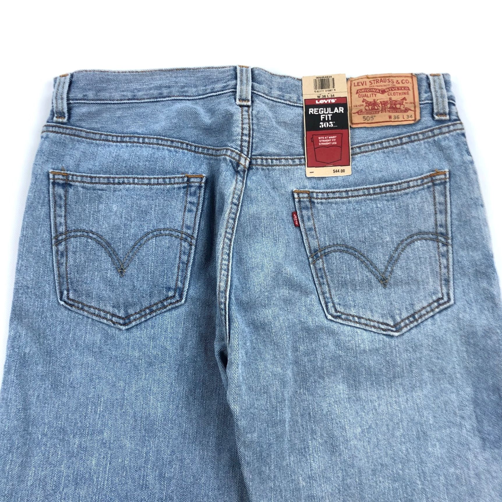 Levi's VINTAGE Levi's Jeans Mens 36x34 Straight Light Wash 505 Blue Denim Pants Y2K NOS Regular Waist 36 Mens Rocker USA 5-Pocket Denim Jeans Size US 36 / EU 52 - 5 Thumbnail