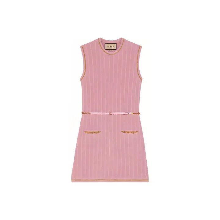 Gucci Gucci Pink A-line Dress with Double G Chain Size S / US 4 / IT 40 - 1 Thumbnail
