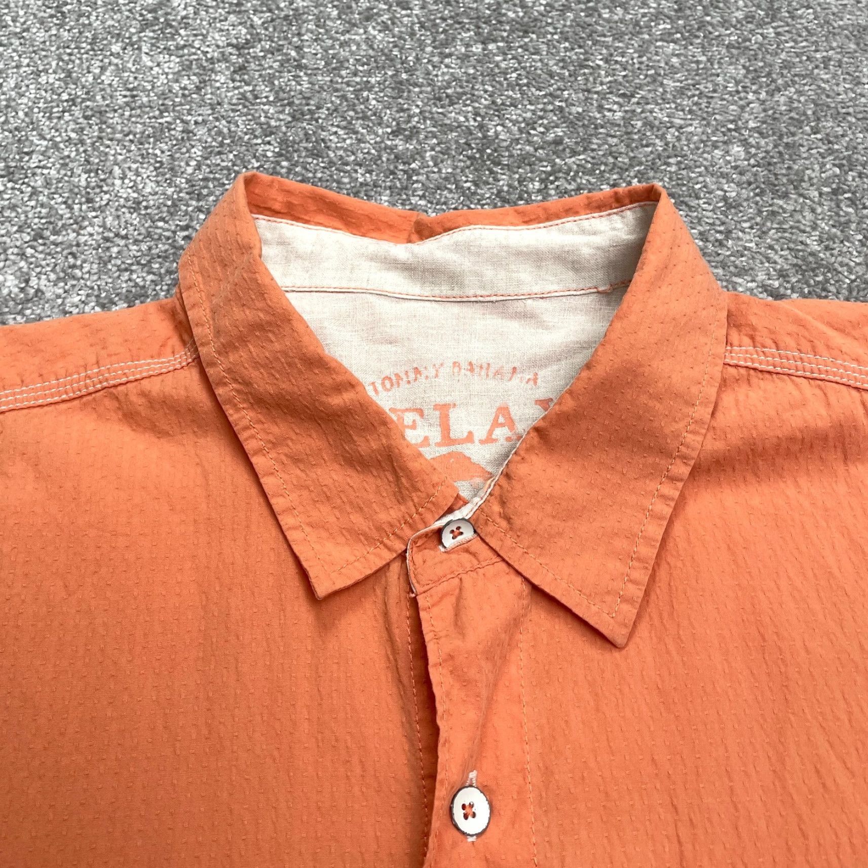 Tommy Bahama Tommy Bahama Shirt XL Orange Button-Down Short Sleeve Relaxed Cotton Beach Casual Mens Size US XL / EU 56 / 4 - 3 Thumbnail
