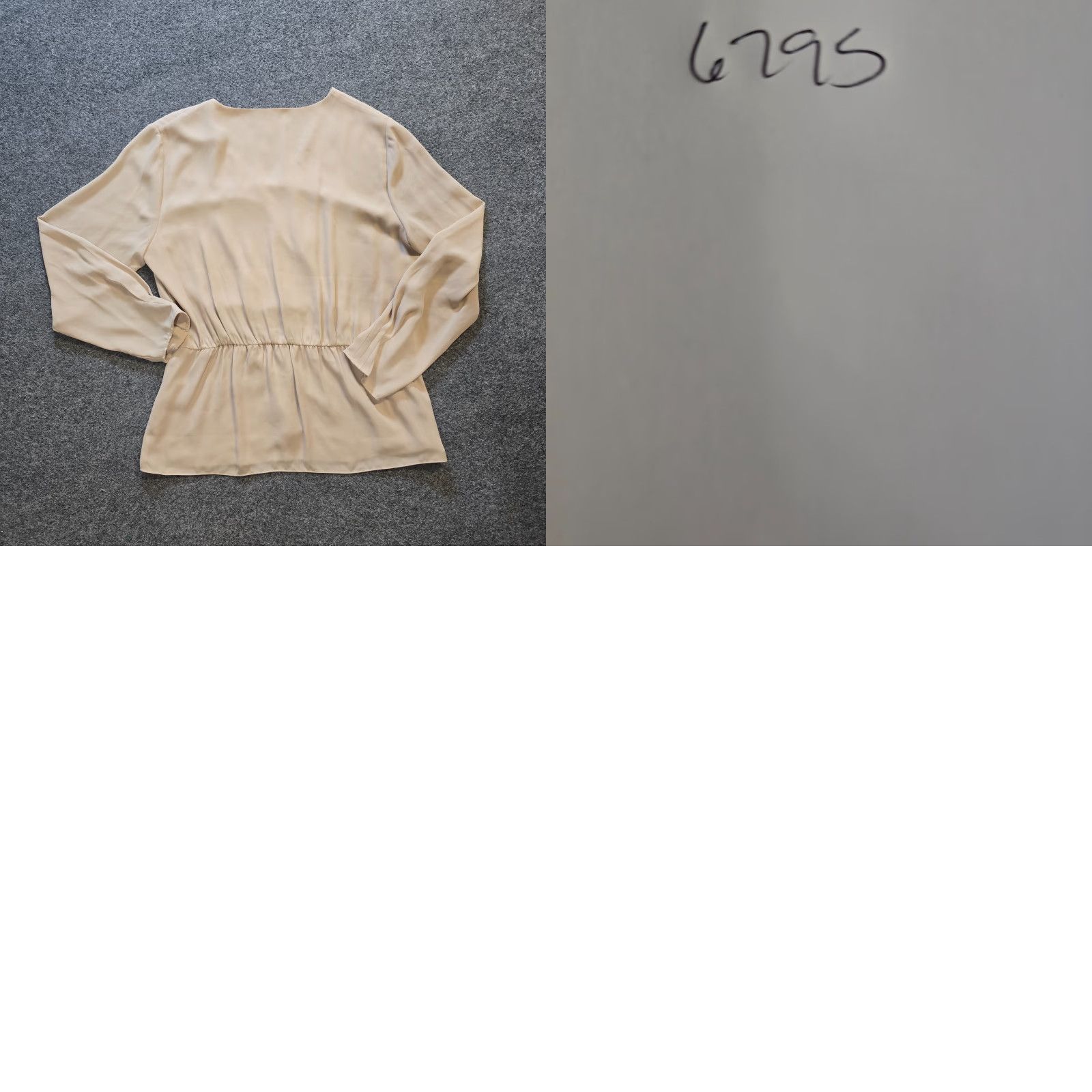 Donna Karan **Beige Tan Donna Karan Women's V Neck Long Sleeve Blouse** User: Beige Tan Donna Karan Women's V Neck Long Sleeve Top ** Size L / US 10 / IT 46 - 8 Thumbnail