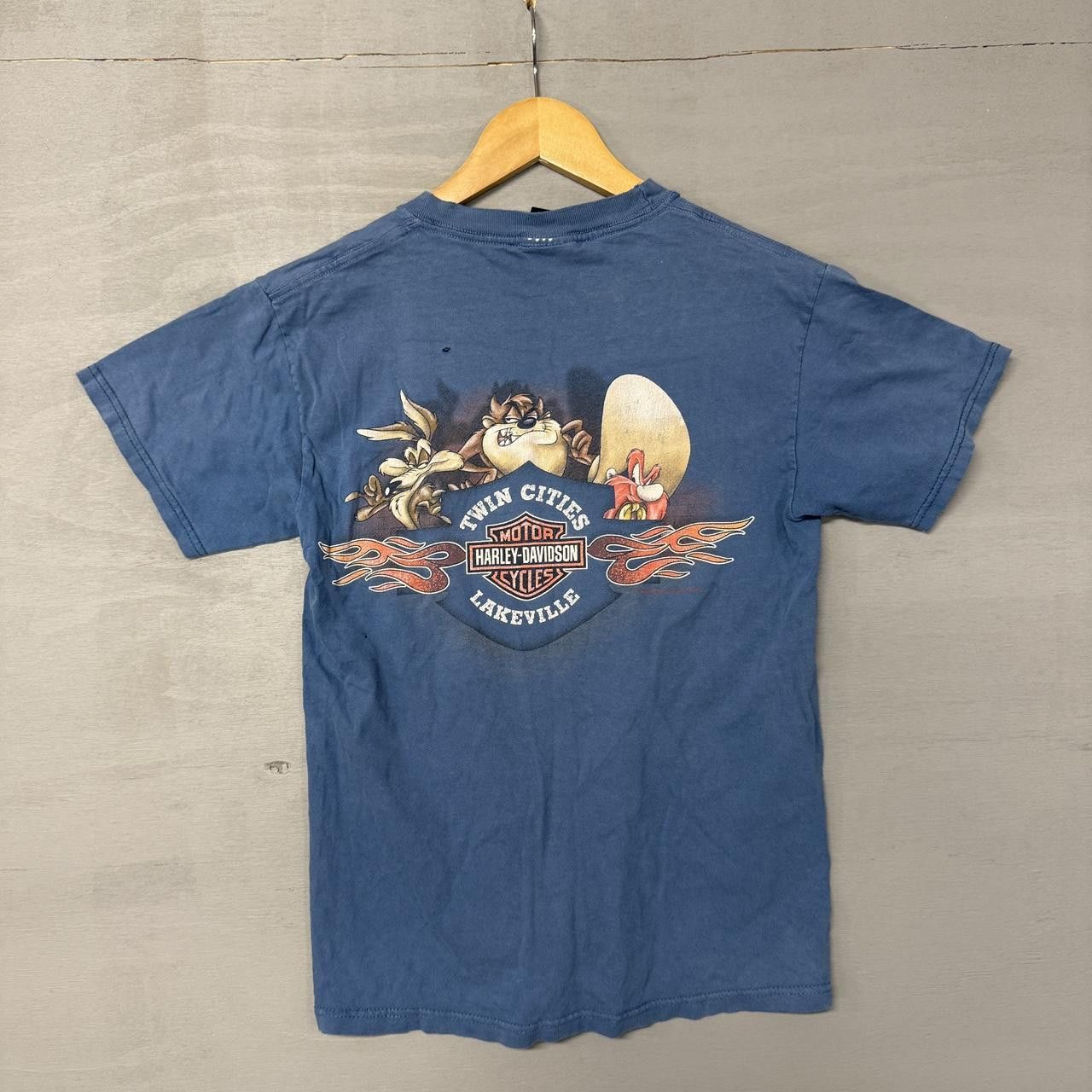 Harley Davidson Vintage Harley Davidson Looney Tunes Blue Faded Shirt Small Size US S / EU 44-46 / 1 - 2 Thumbnail