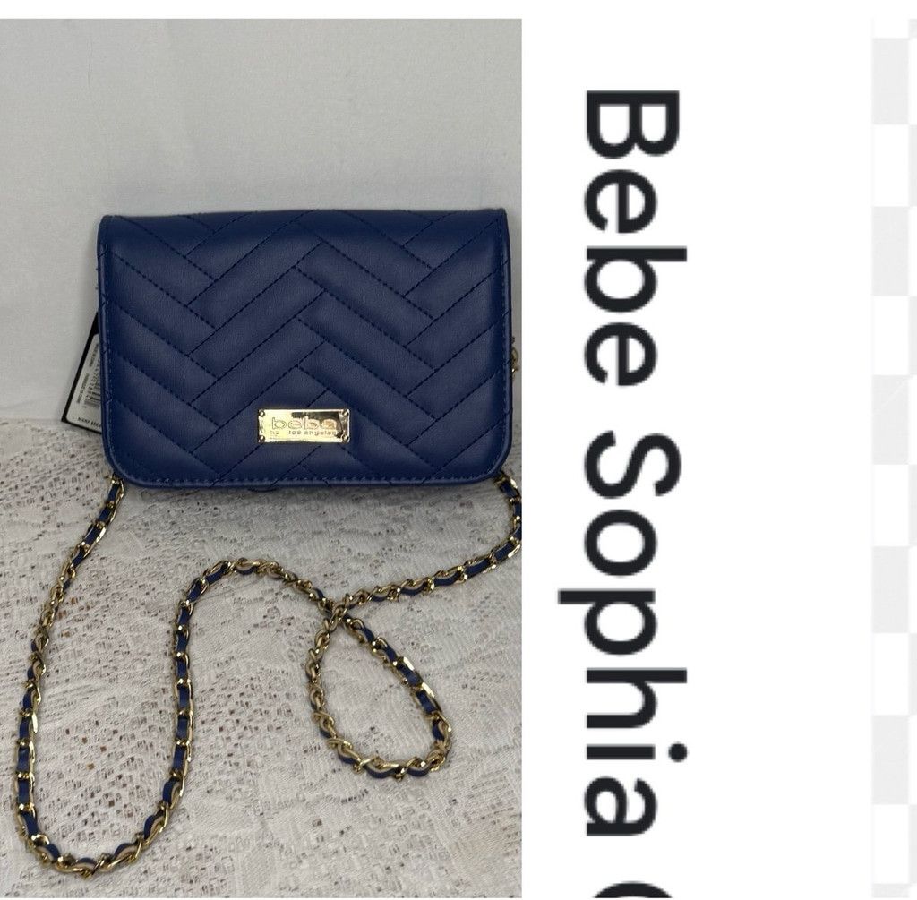 Bebe NWT Bebe Sophia blue quilted crossbody with chain strap Size ONE SIZE - 1 Thumbnail