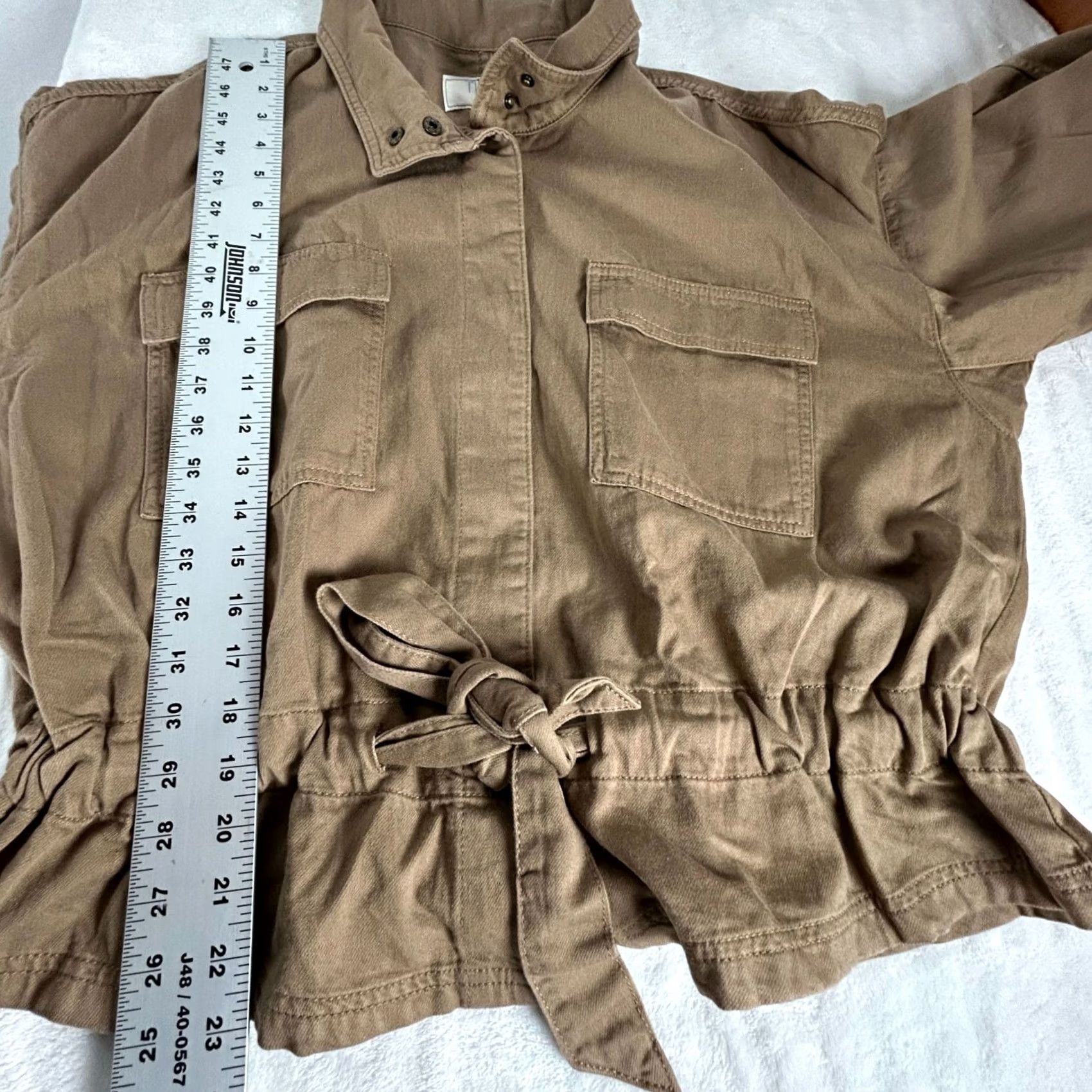Vintage Time And Tru Jacket Womens XL Brown Utility Snap Front Pockets Drawstring Waist Size XL / US 12-14 / IT 48-50 - 8 Thumbnail