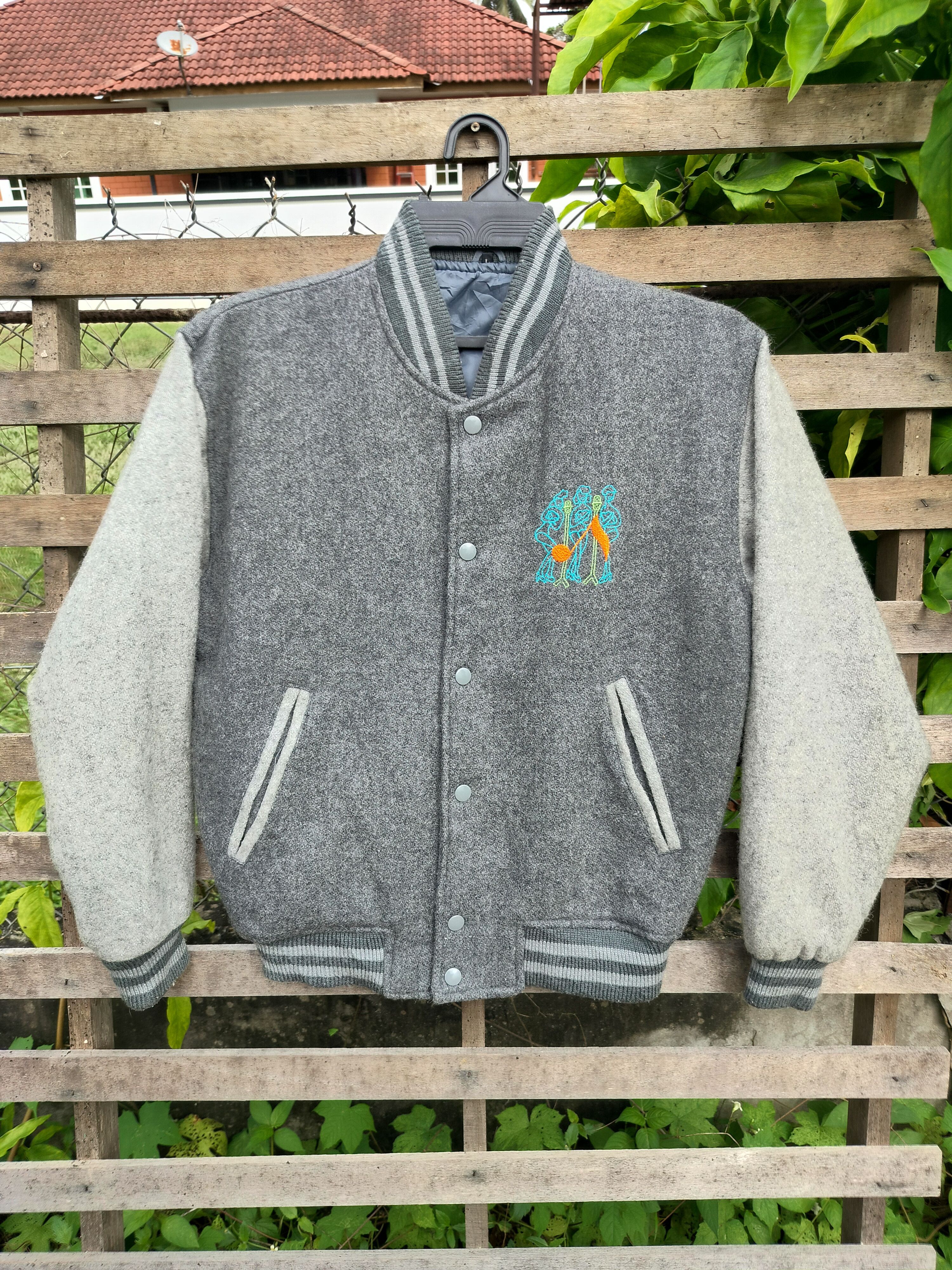 Japanese Brand EASY VOICE MOHAIR EMBROIDERY VARSITY JACKET Size US L / EU 52-54 / 3 - 2 Thumbnail