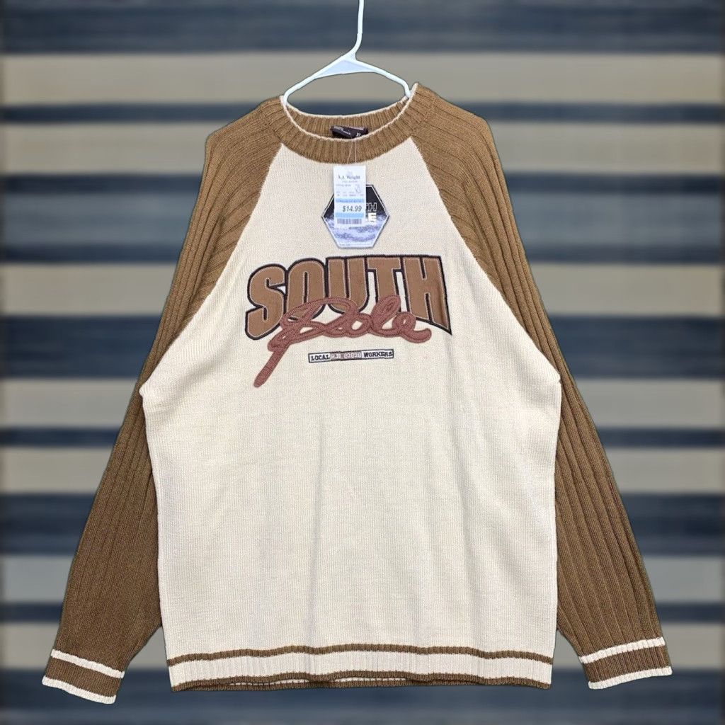 Southpole VINTAGE Southpole Sweater Shirt Men's XL Crewneck Brown - Heavyweight Knit 90s Hip Hop Logo Embroidered Pullover Size US XL / EU 56 / 4 - 1 Thumbnail