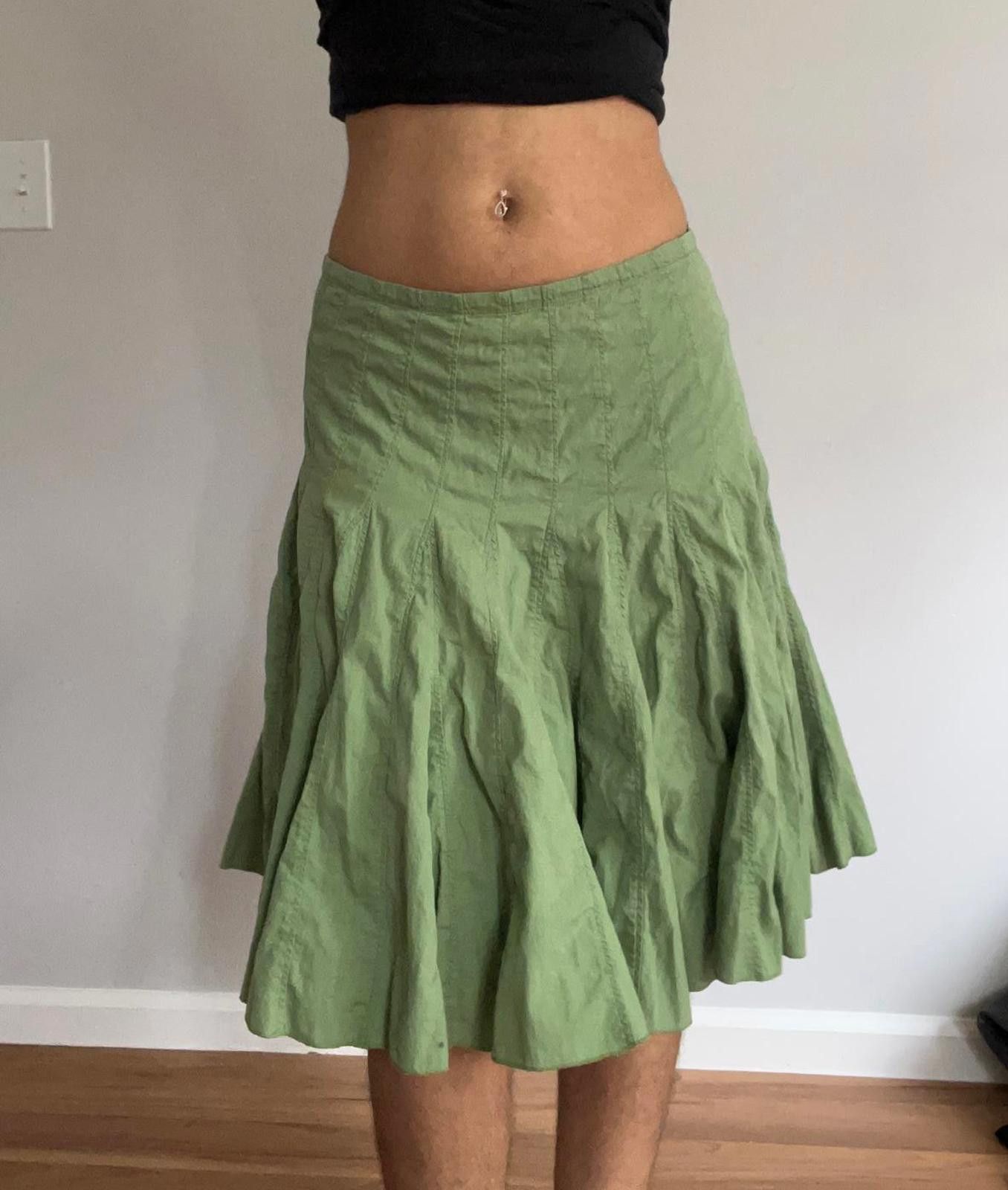 Other Women’s green cotton pleated skirt Size 27" / US 4 / IT 40 - 2 Thumbnail