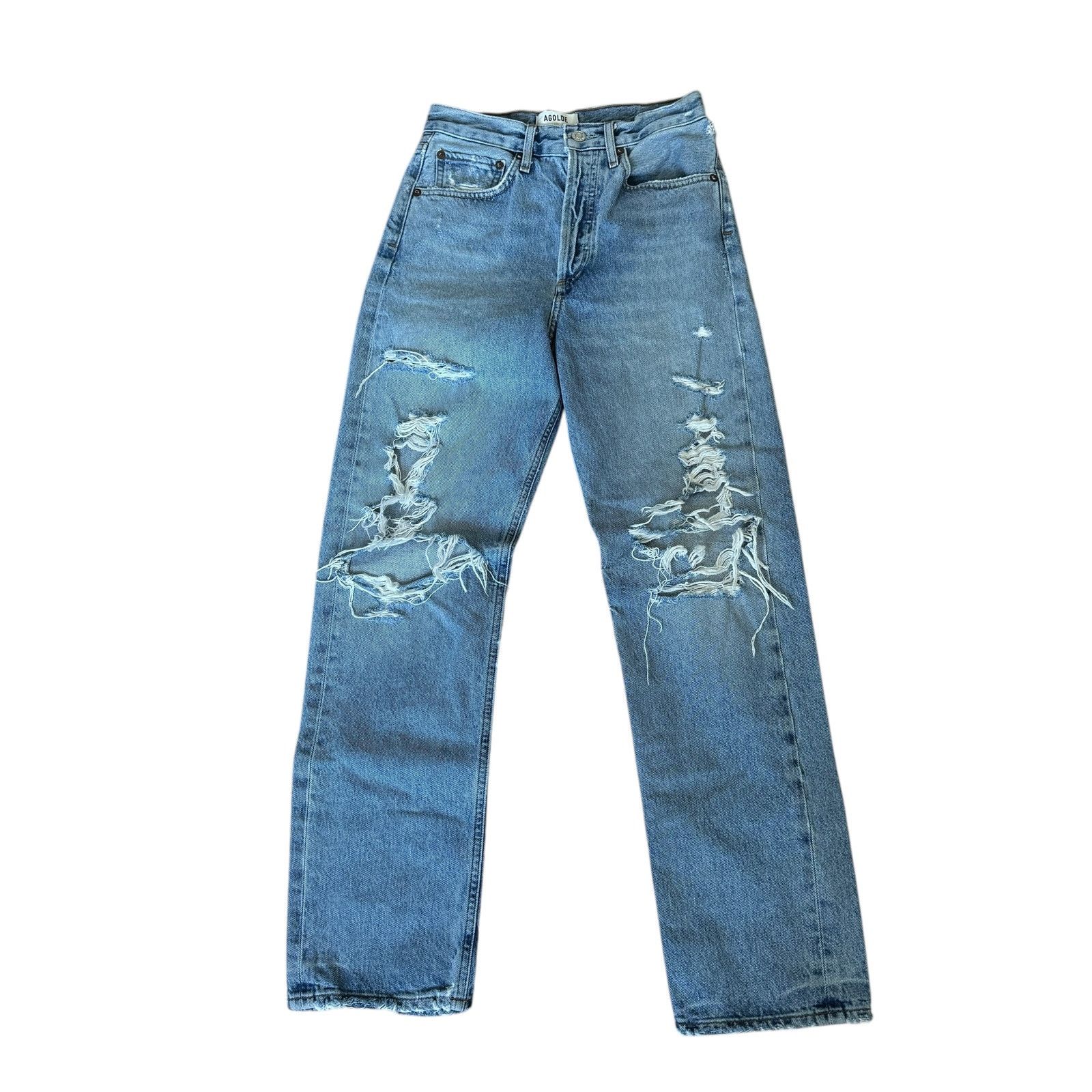 Agolde AGOLDE 90s Mid Rise loose Jean Major Wash Distressed Size 23" - 2 Thumbnail